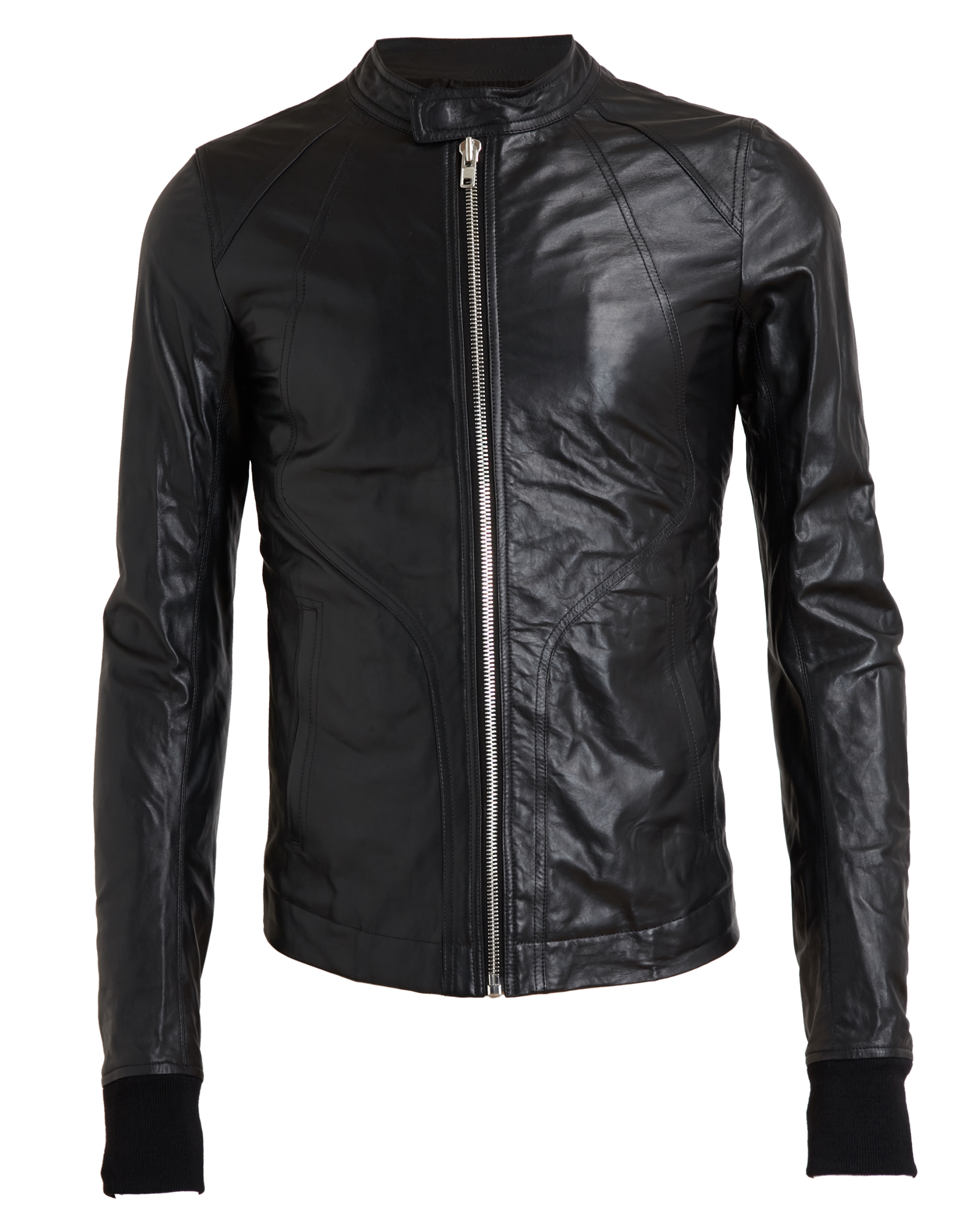 Rick Owens Intarsia Lamb Leather Jacket in Black for Men - Lyst