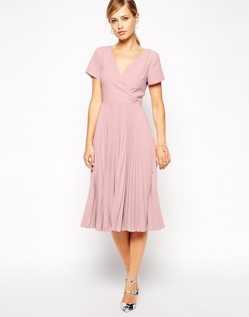 wrap dress with pleated skirt