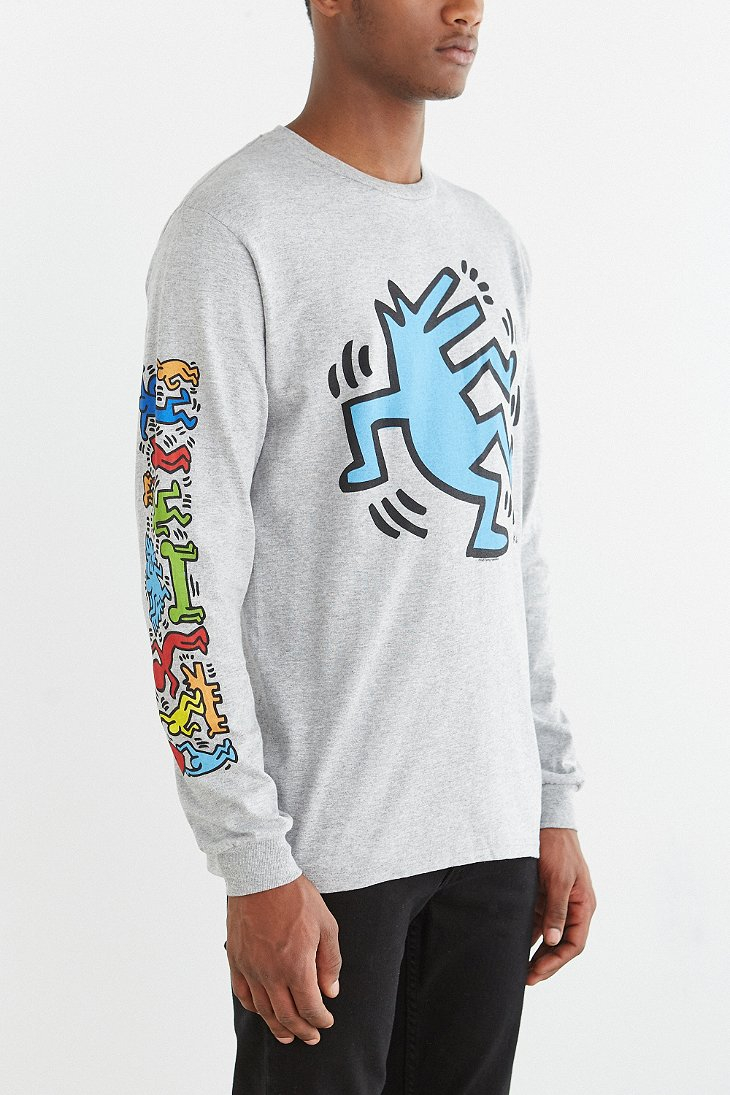 Junk Food Keith Haring Wolf Long-Sleeve Tee in Gray for Men Junk Food Keith Haring Wolf Long-Sleeve Tee in Gray for Men