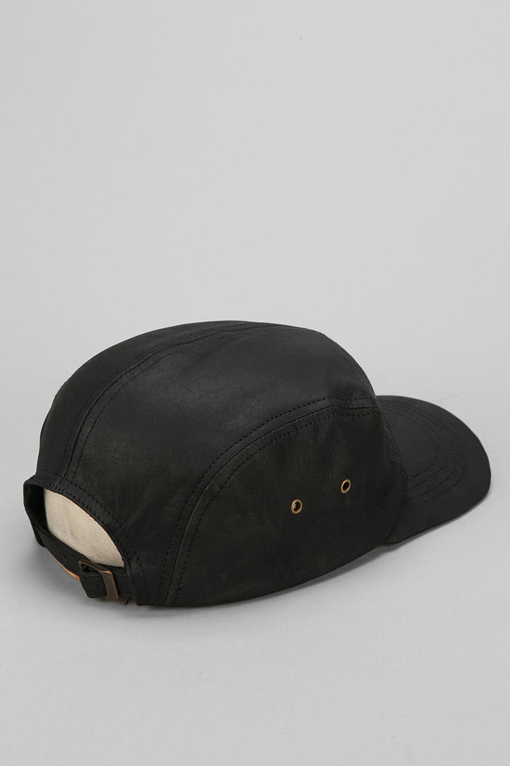Zanerobe Black Leather 5-Panel Hat for 