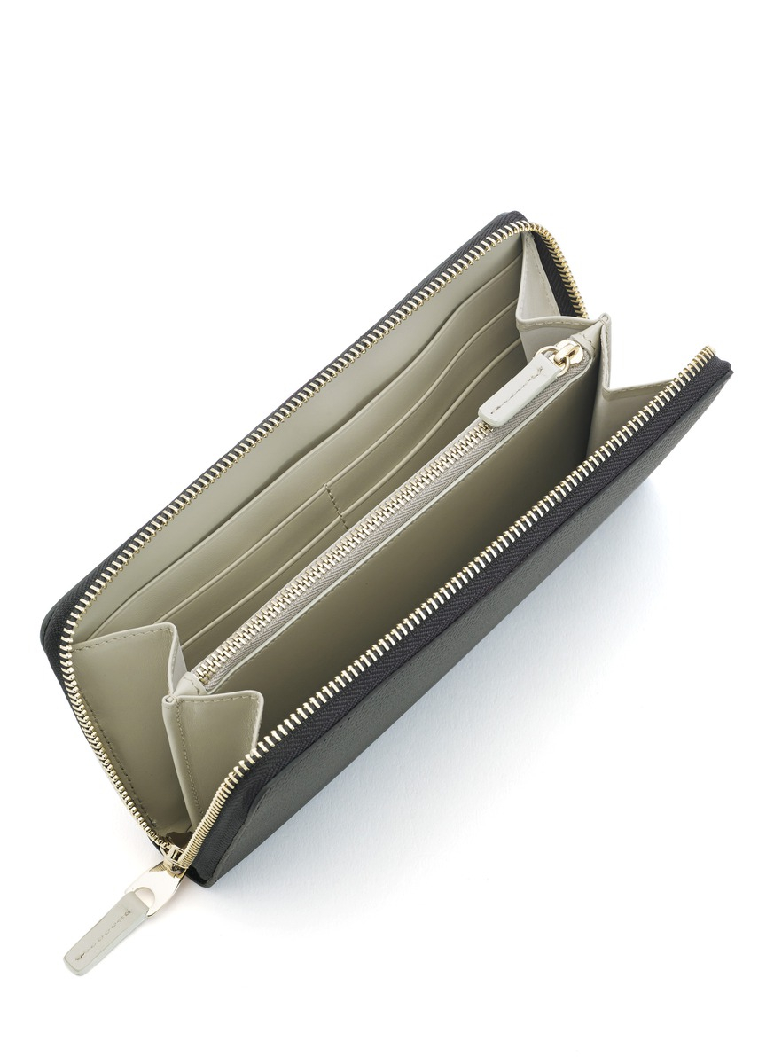 Smythson 'Panama' Cross Grain Leather Large Slim Purse Charcoal in