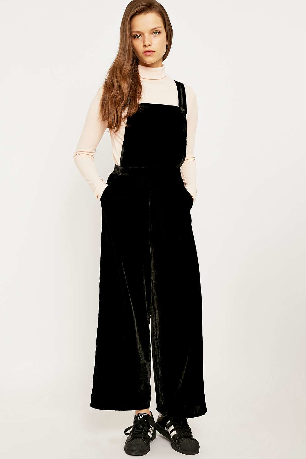 urban outfitters black velvet jumpsuit