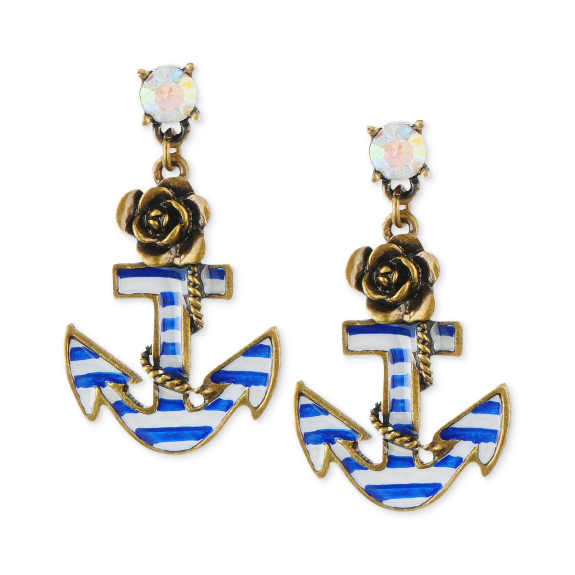 betsey johnson anchor earrings