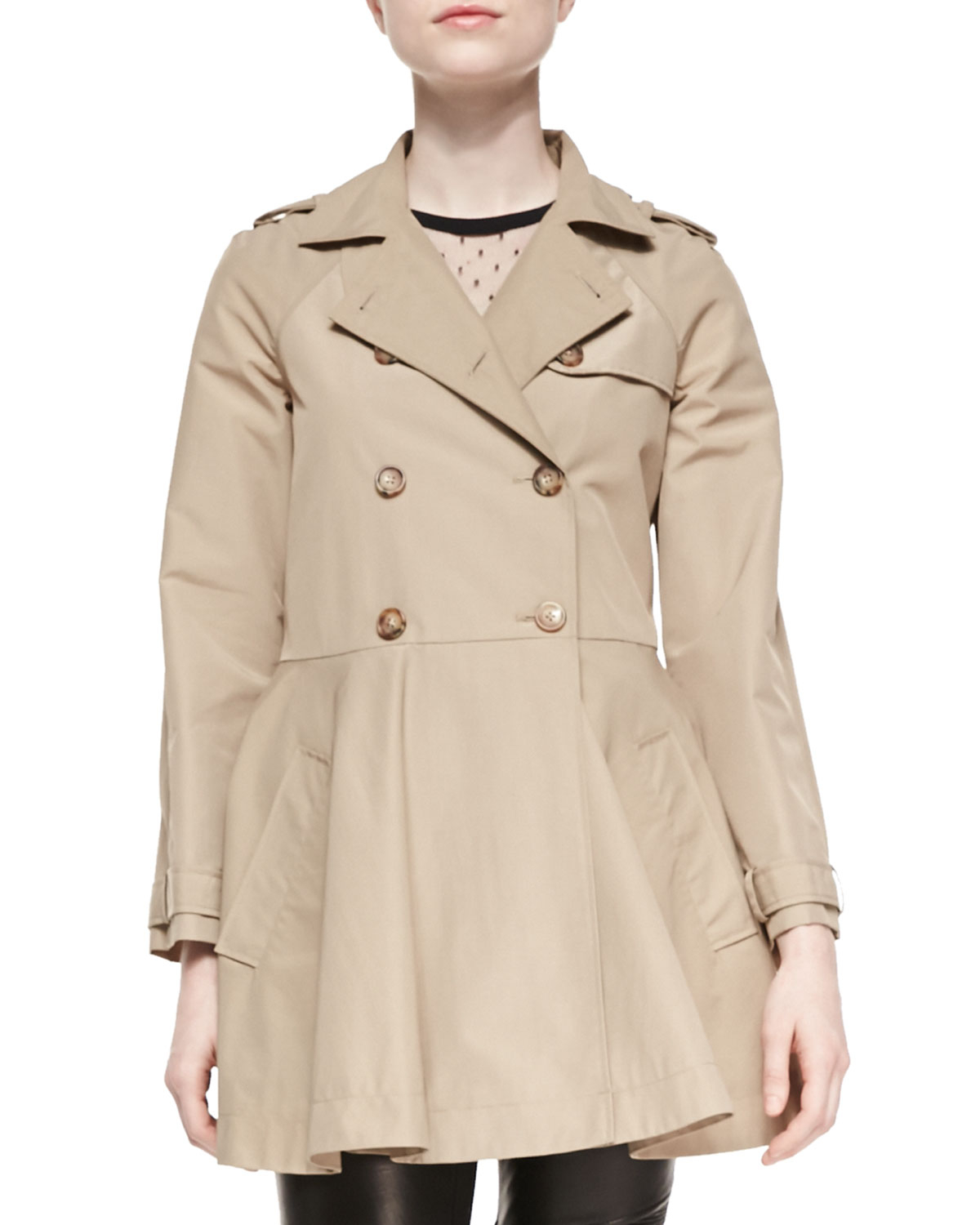 Lyst - Red Valentino Double-Breasted A-Line Skirt Trench Coat in Natural
