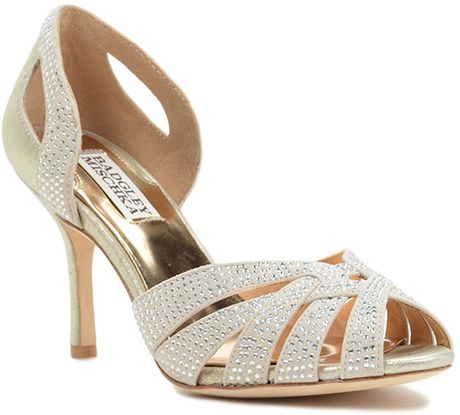 Badgley Mischka Tatiana Crystal Evening Shoe in Beige (Platino)