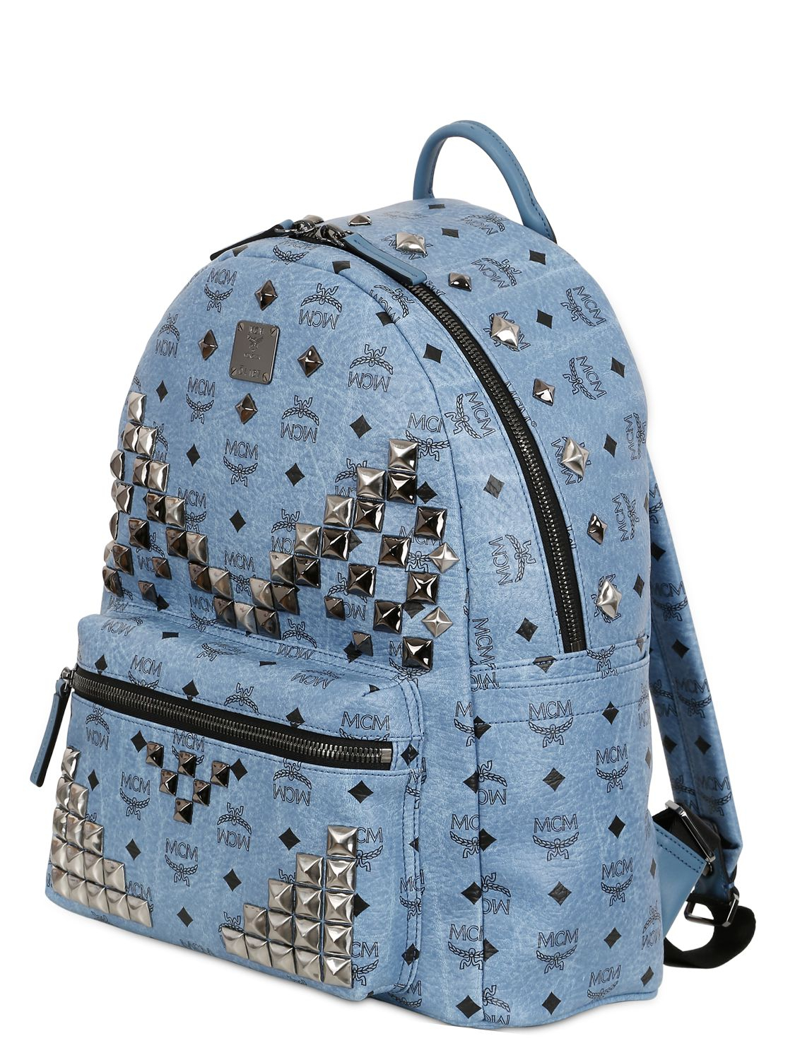 Mcm Stark Side Stud Coated Canvas Monogram Backpack in Blue (Denim) - Save 25% | Lyst