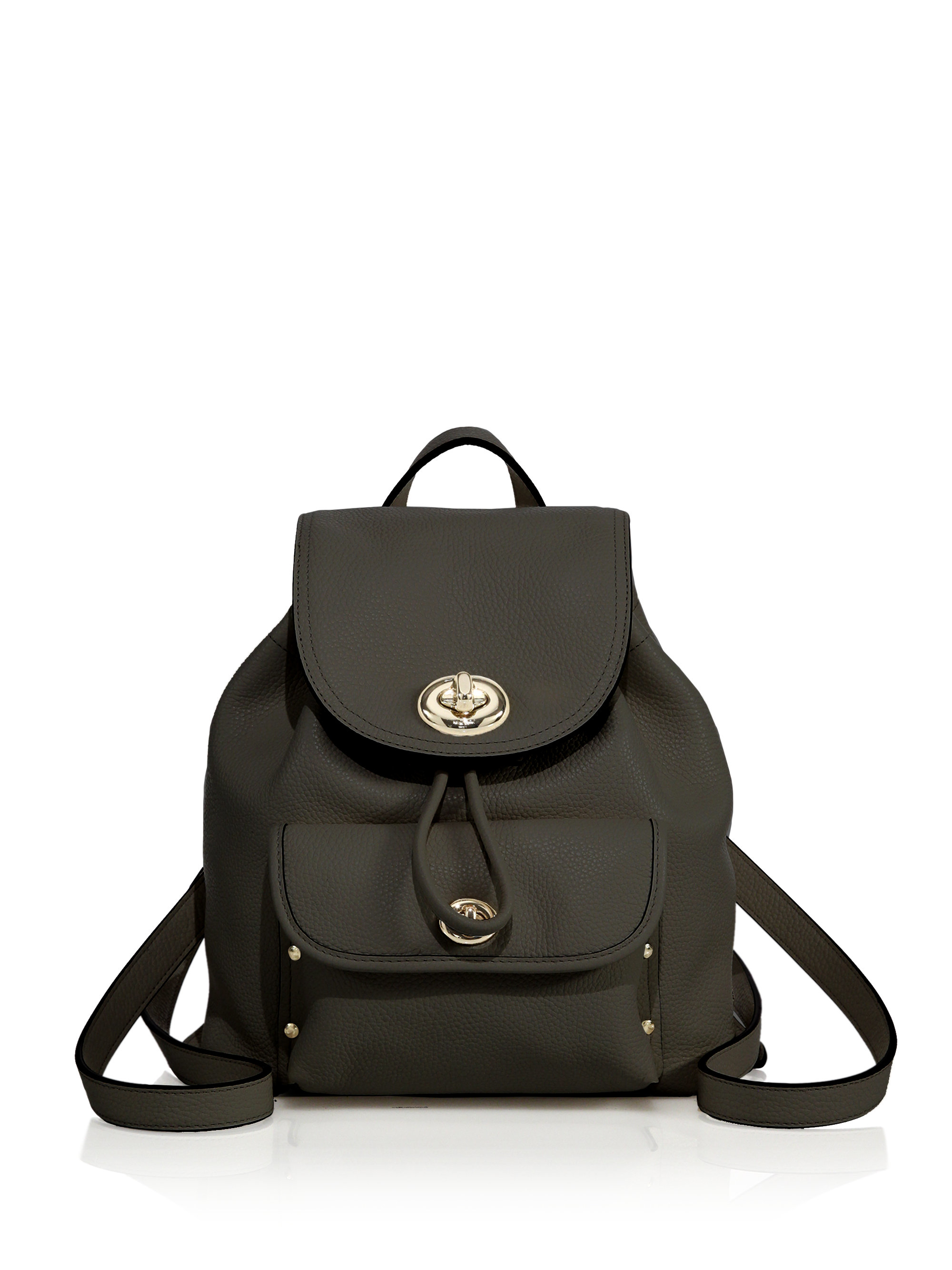 COACH Mini Leather Turnlock Backpack in Black | Lyst