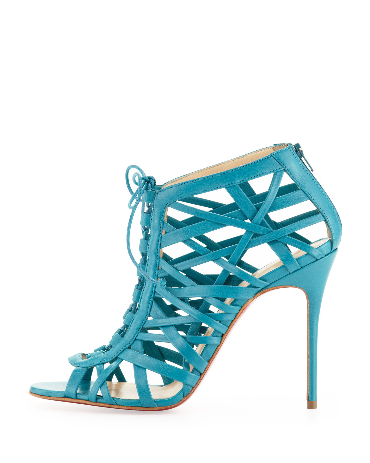 Lyst - Christian Louboutin Laurence Laceup Red Sole Cage Sandal in Green