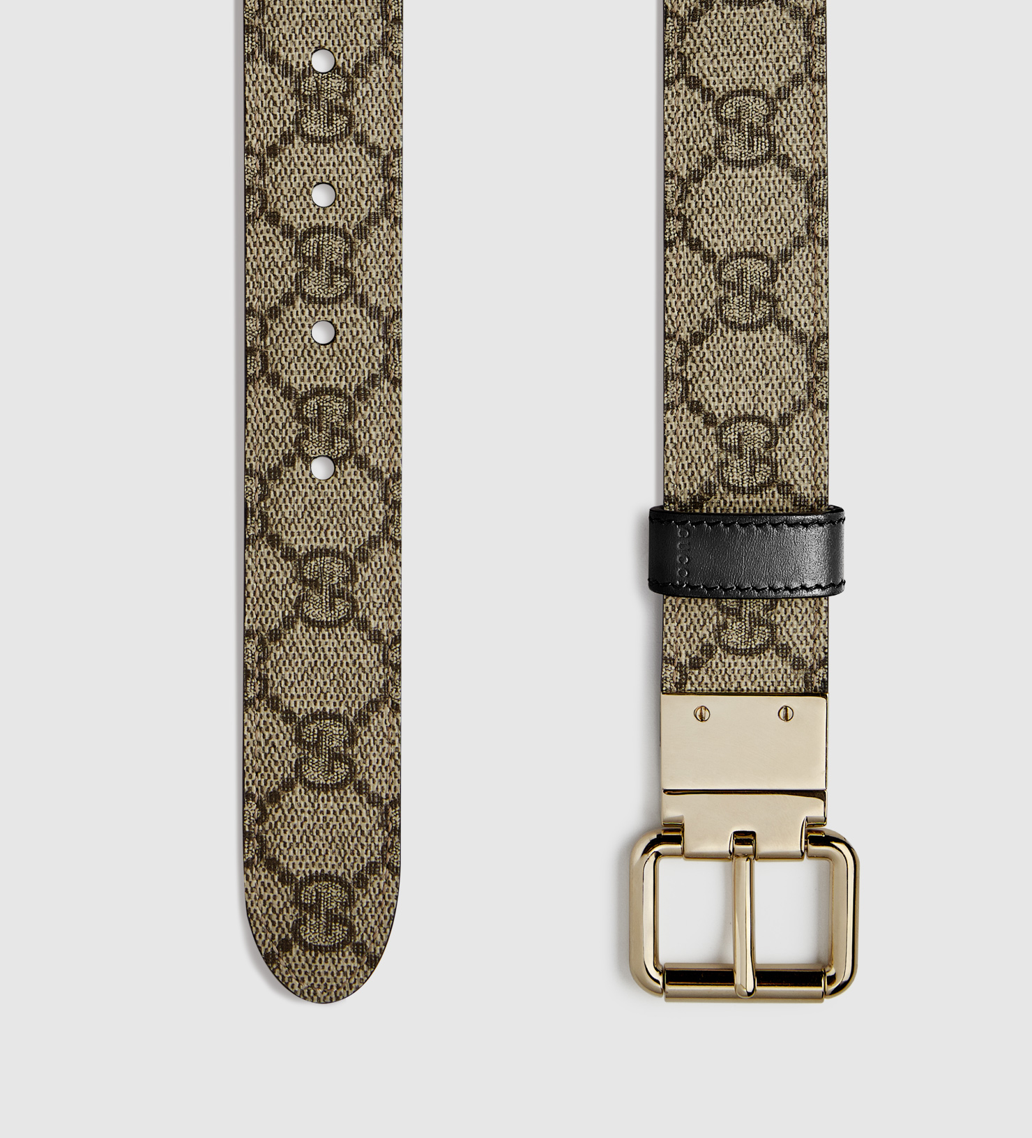 Gucci Reversible Leather And Gg Supreme Belt in Black - Lyst