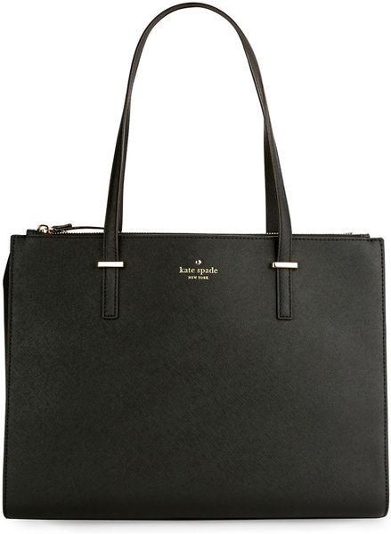 Kate Spade Jensen Crosshatch Leather Tote in Black