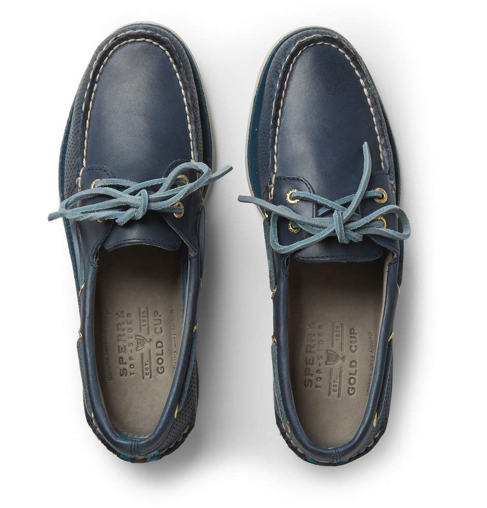 Sperry top-sider Gold Cup Perforated Leather Boat Shoes in Blue for Men