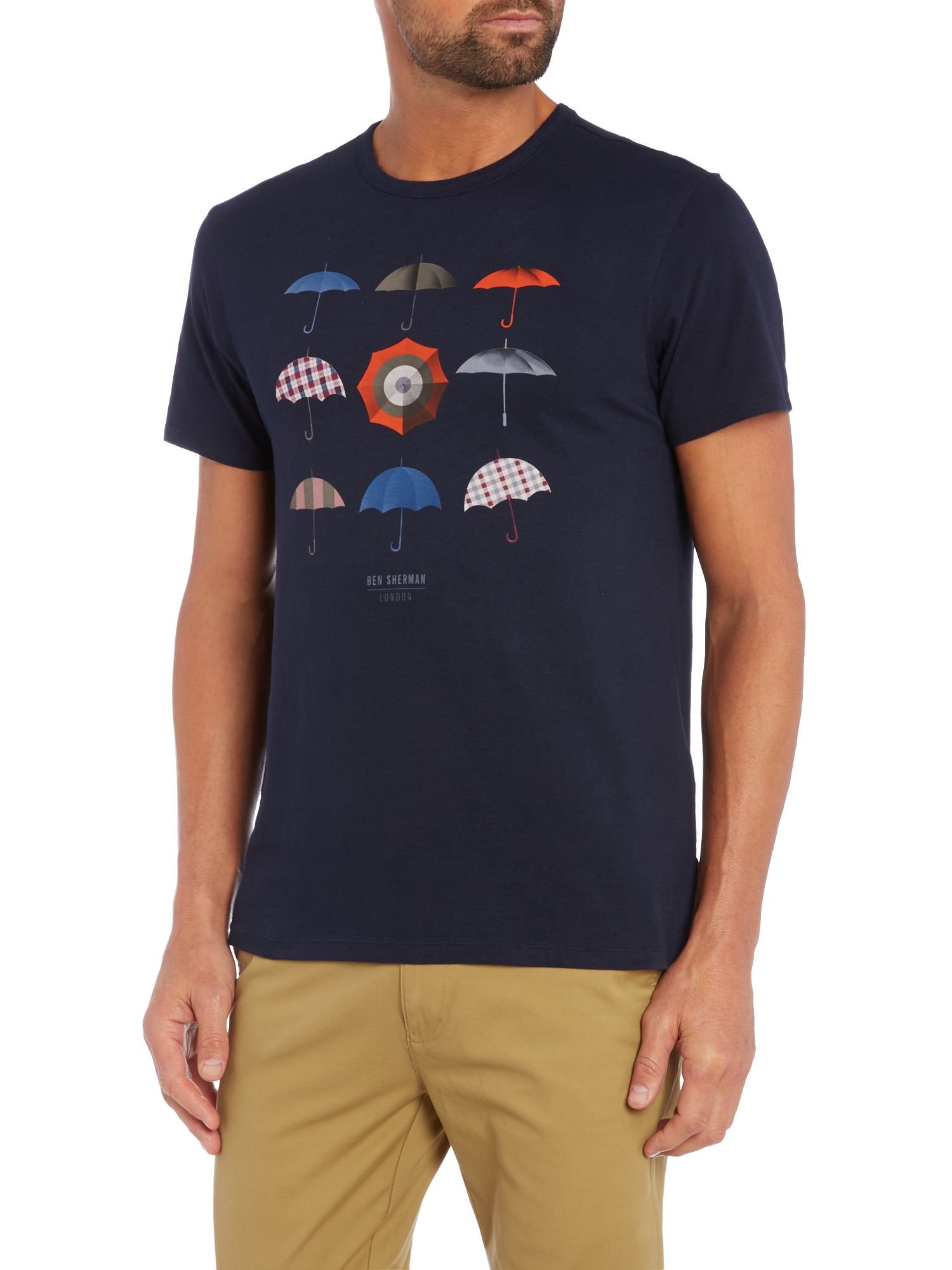 Ben Sherman Heritage Umbrella Print T Shirt In Blue For Men Lyst.