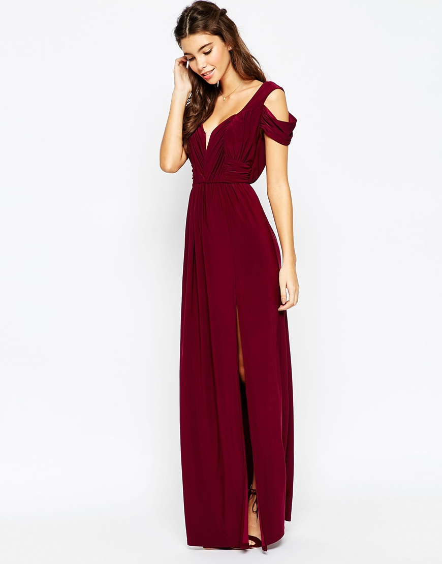 burgundy bridesmaid maxi dress