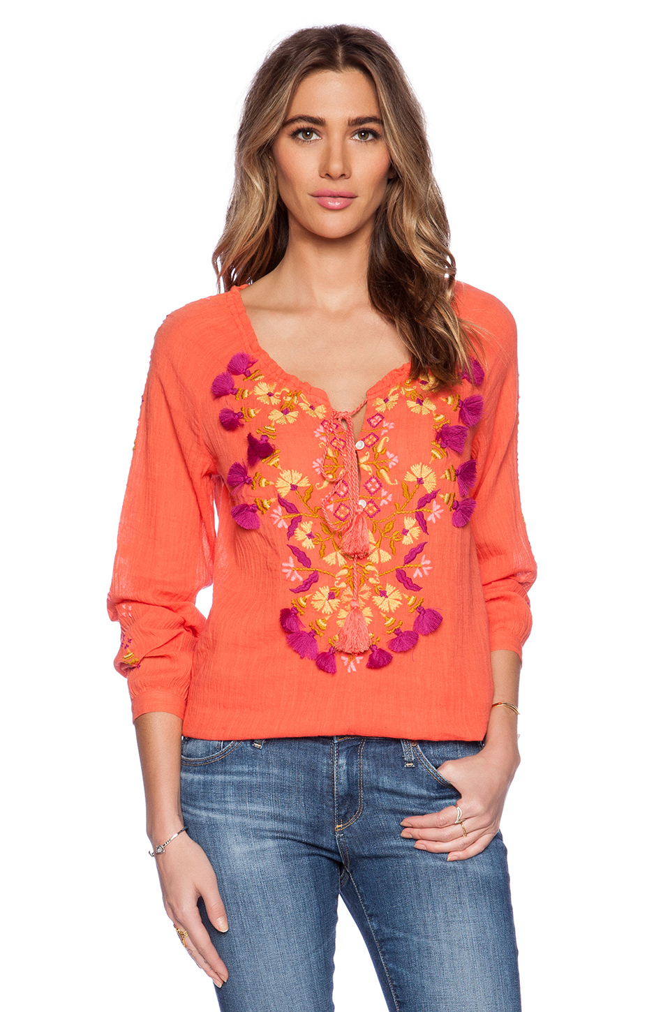 lyst antik batik dove blouse in orange lyst antik batik dove blouse in orange
