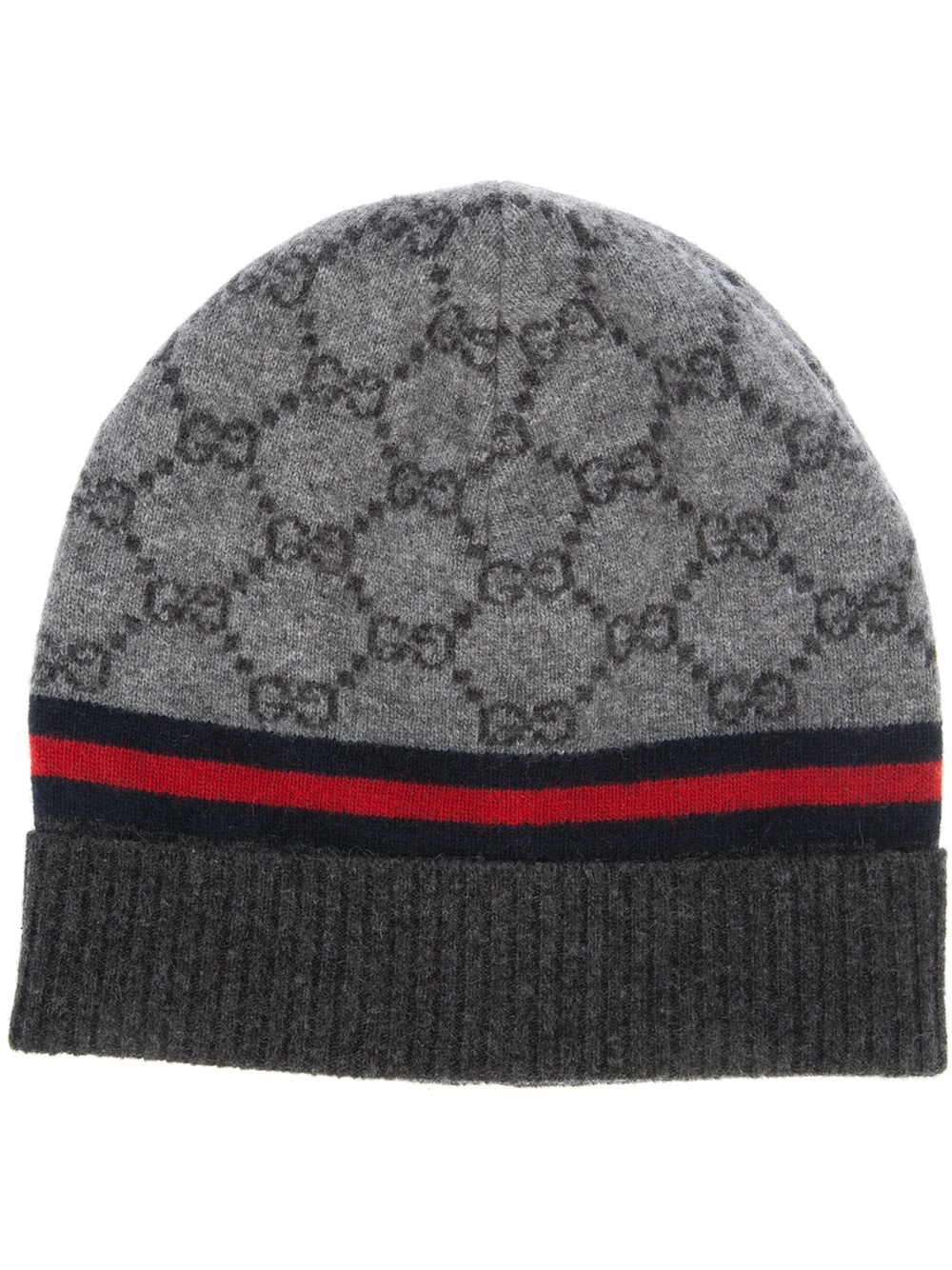 Gucci Monogram Beanie Hat in Gray | Lyst