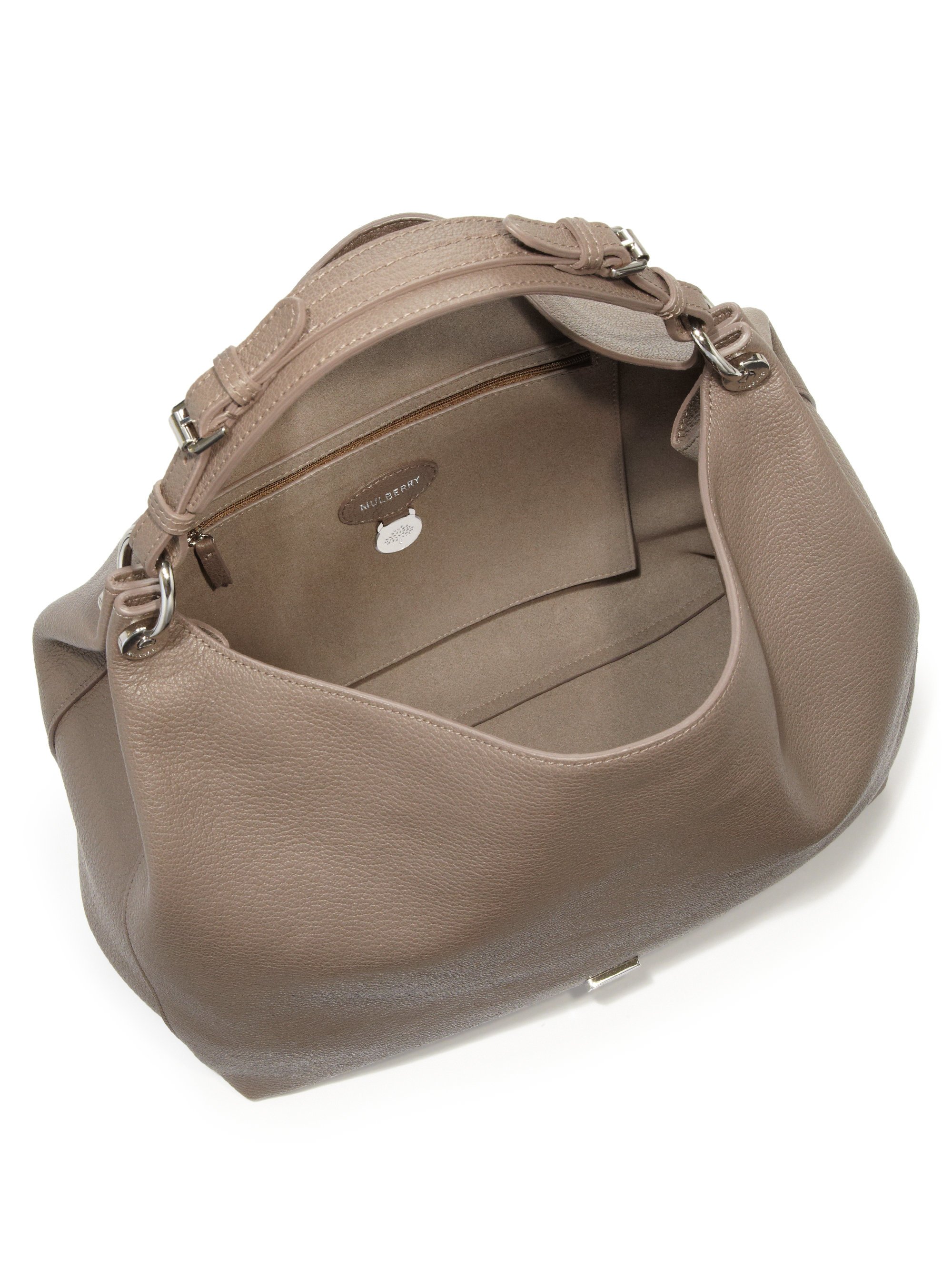 Lyst - Mulberry Freya Leather Hobo Bag in Gray