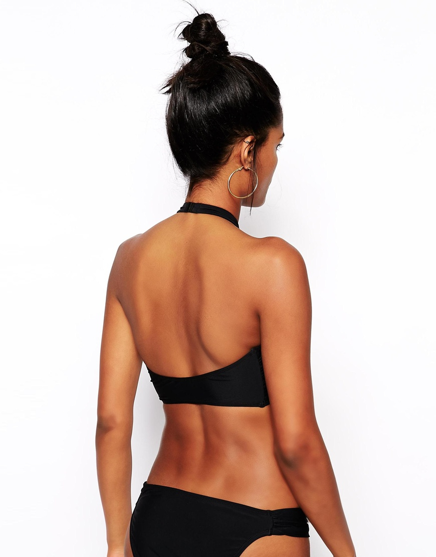 ASOS Cross Wrap Halter Bikini Top in Black Lyst