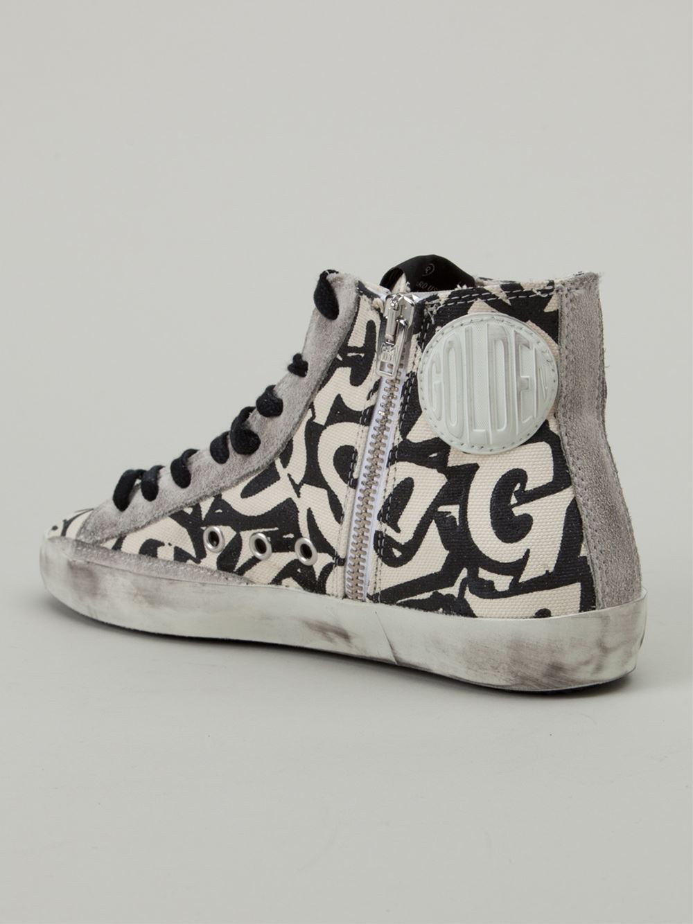 Golden Goose Deluxe Brand Graffiti Print Hi-Top Sneakers in White - Lyst