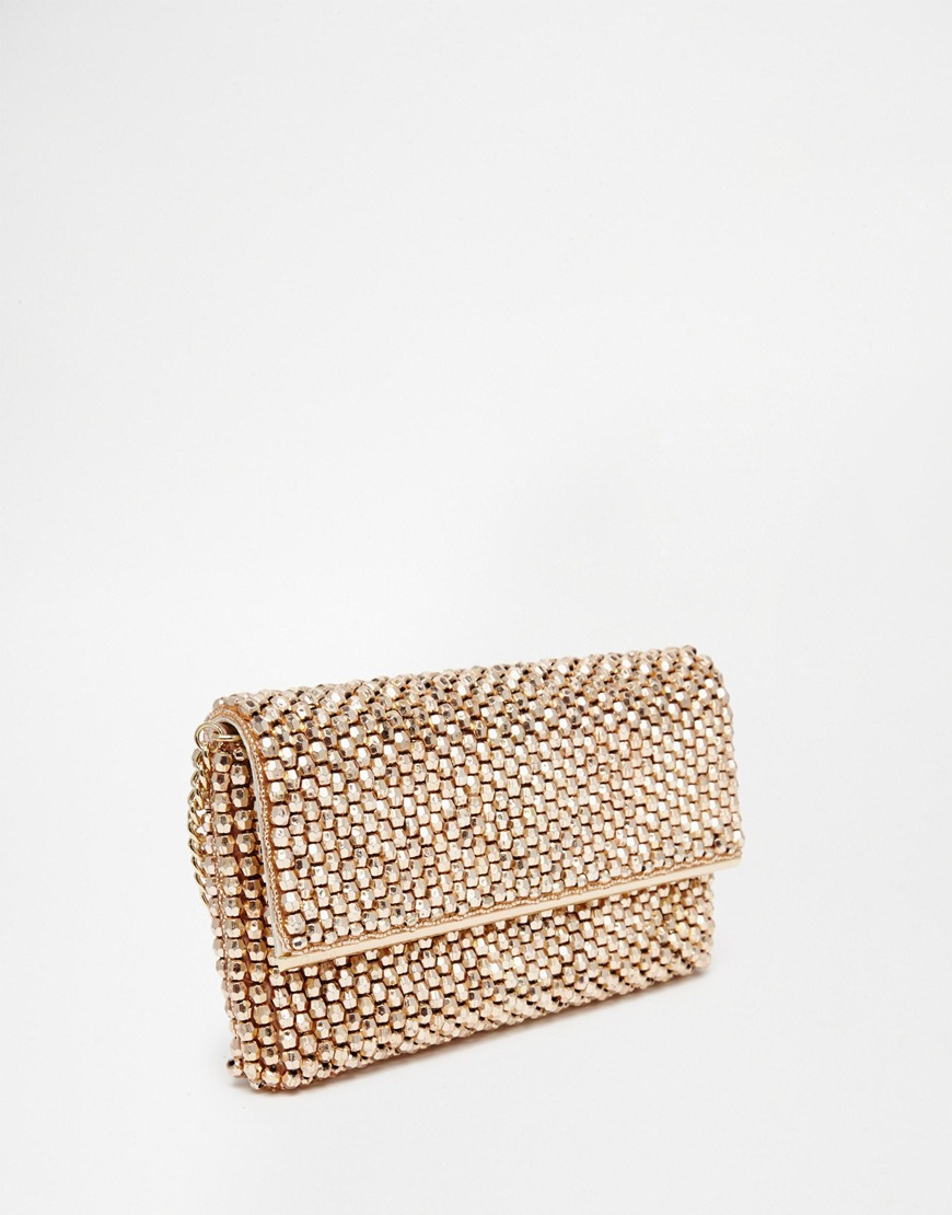 gold beaded clutch bag