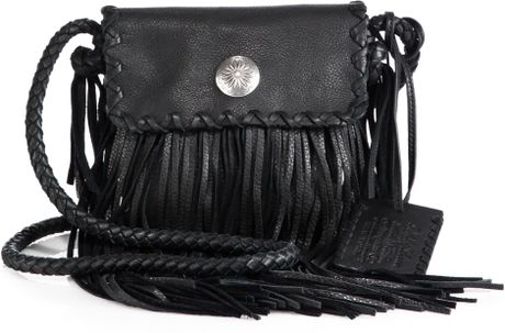 Ralph Lauren Collection Flat Fringe Crossbody Bag in Black | Lyst