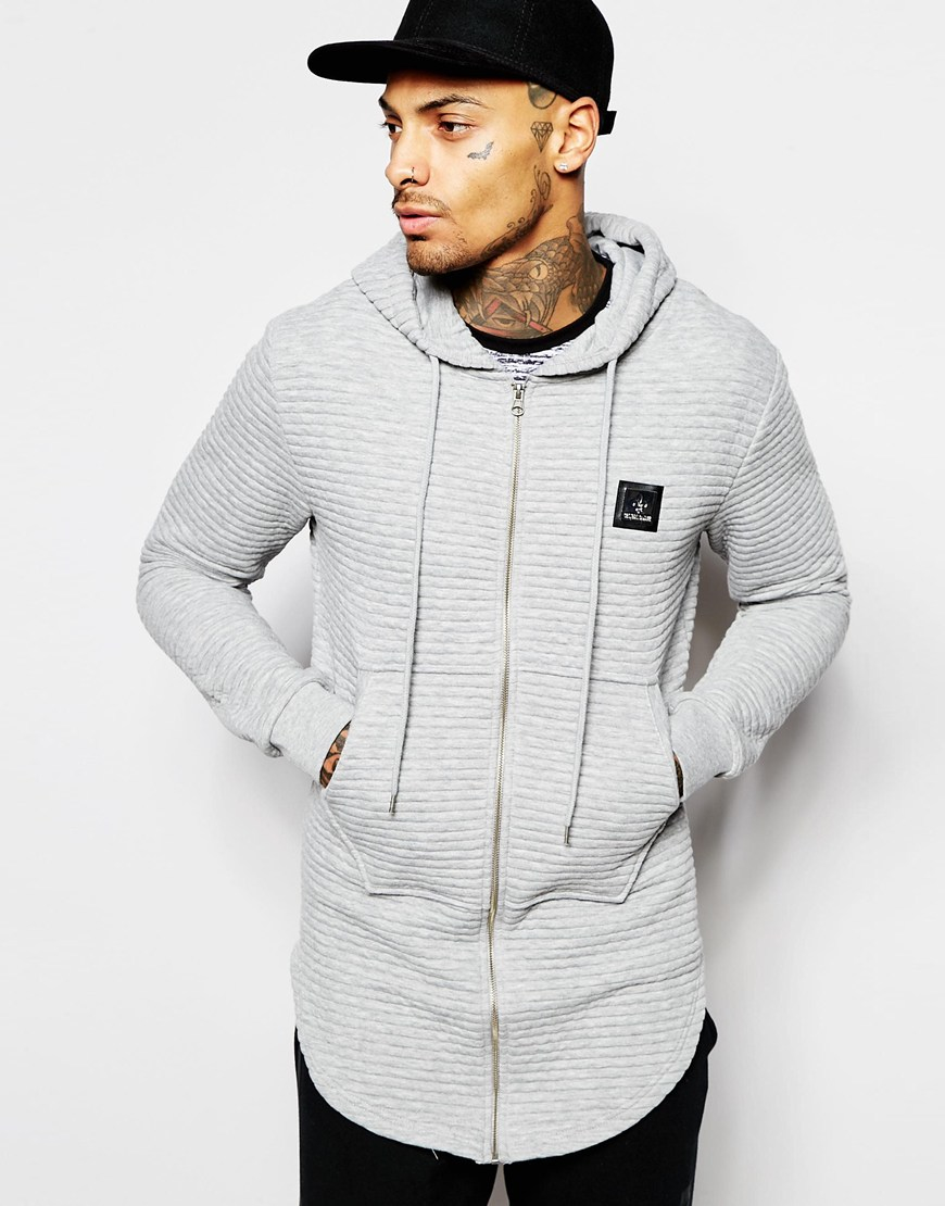grey longline hoodie