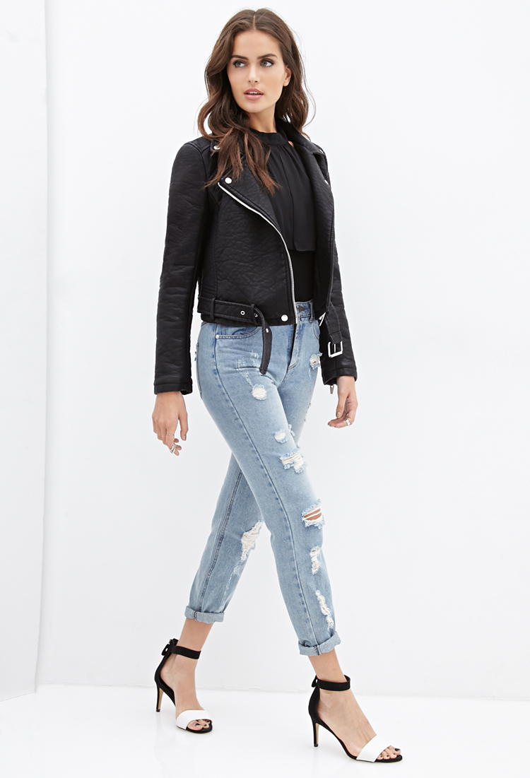 Forever 21 Black Faux Leather Moto Jacket