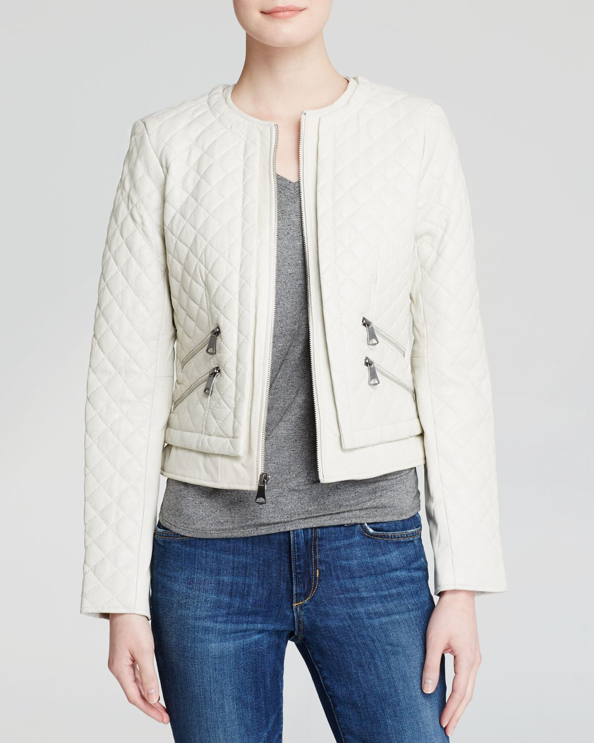 Lyst - Marc New York Sandie Quilted Leather Jacket in White