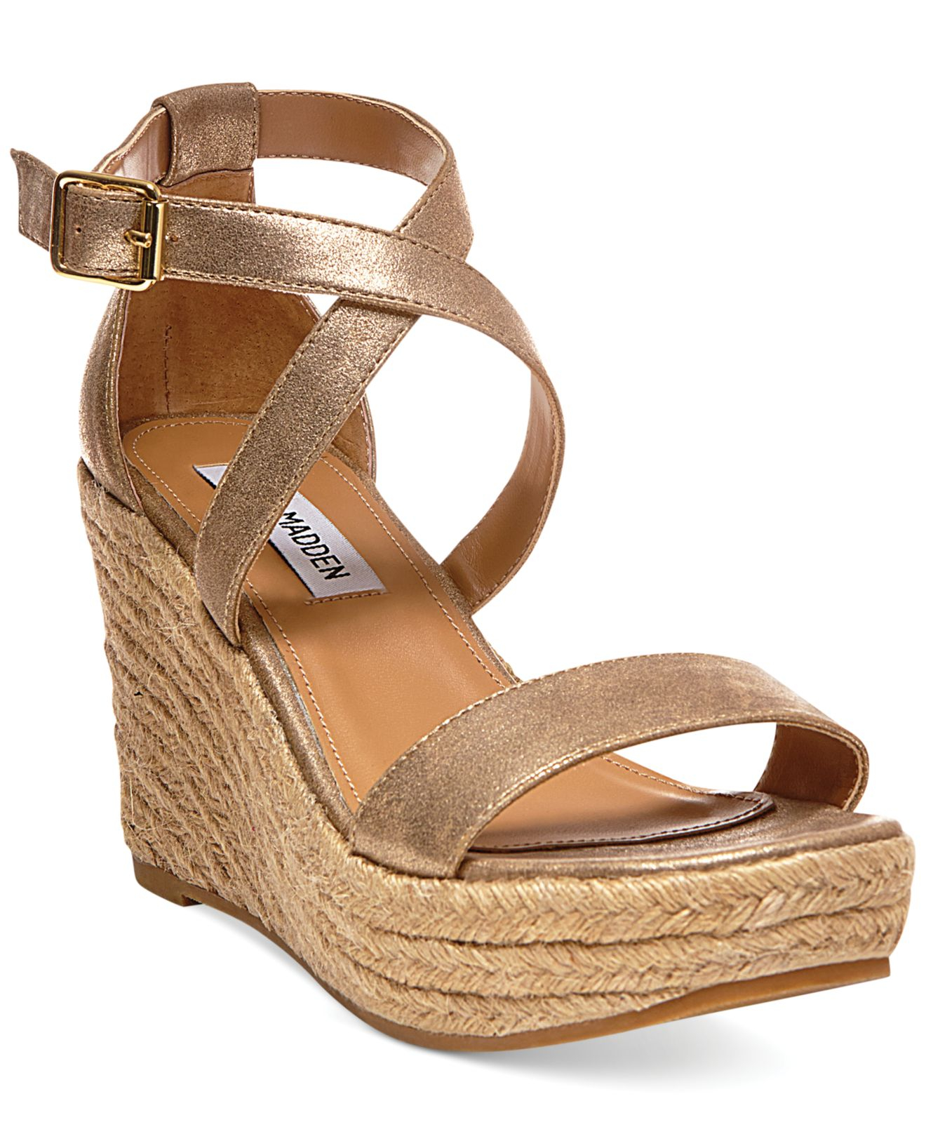 Steve Madden Womens Montaukk Platform Wedge Sandals in Gold (Metallic ...