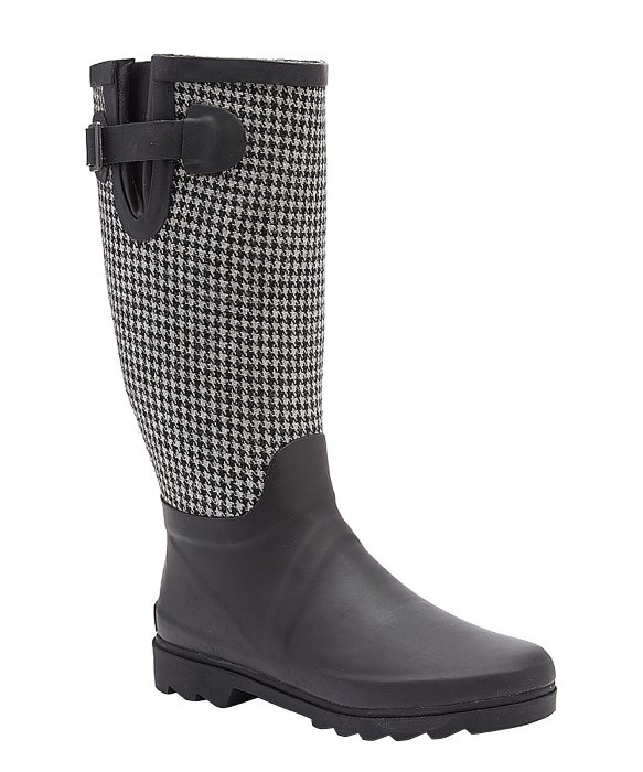 houndstooth rain boots