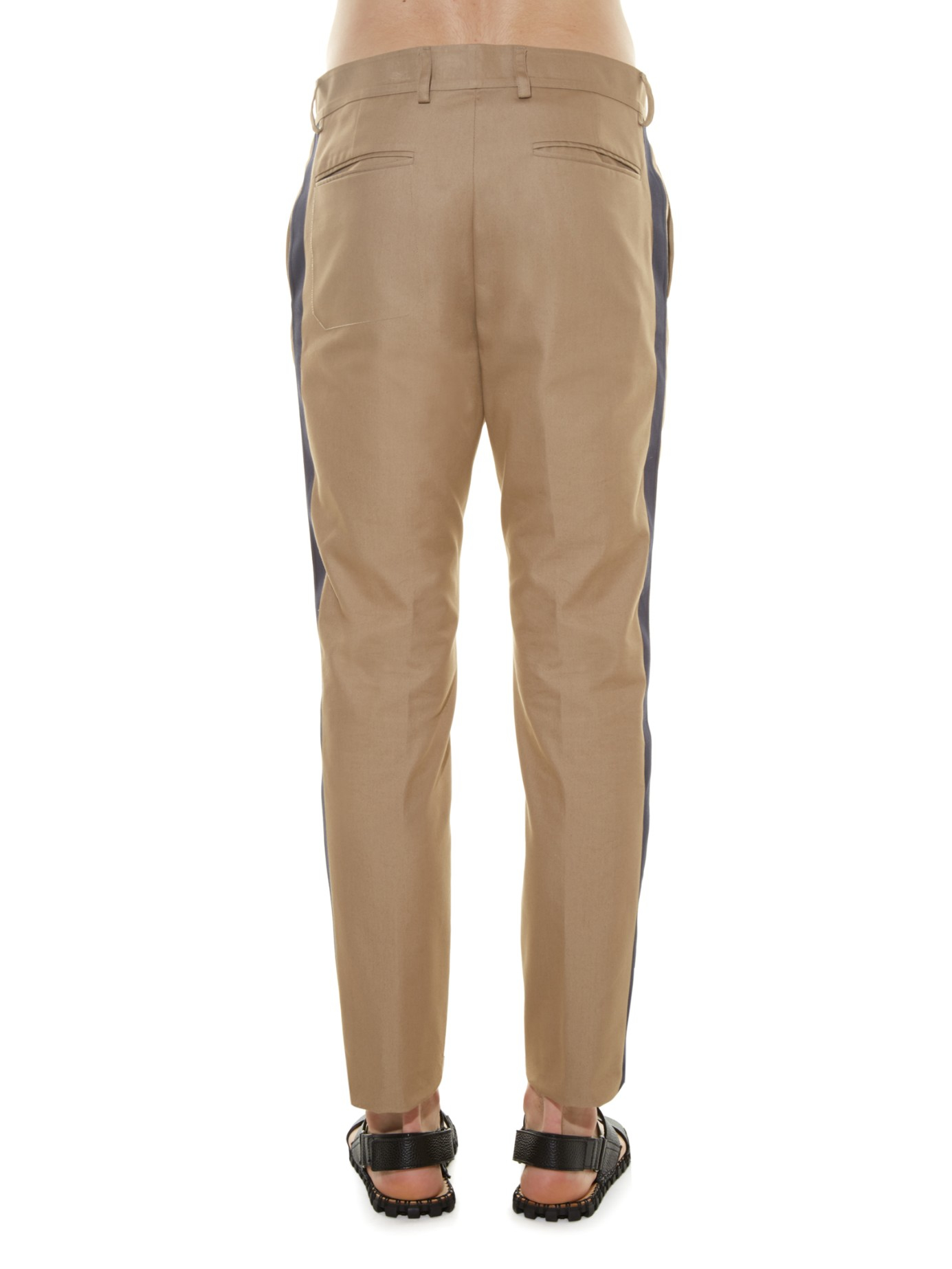 Valentino Cotton Side-stripe Straight-leg Trousers in Tan (Brown) for Men -  Lyst