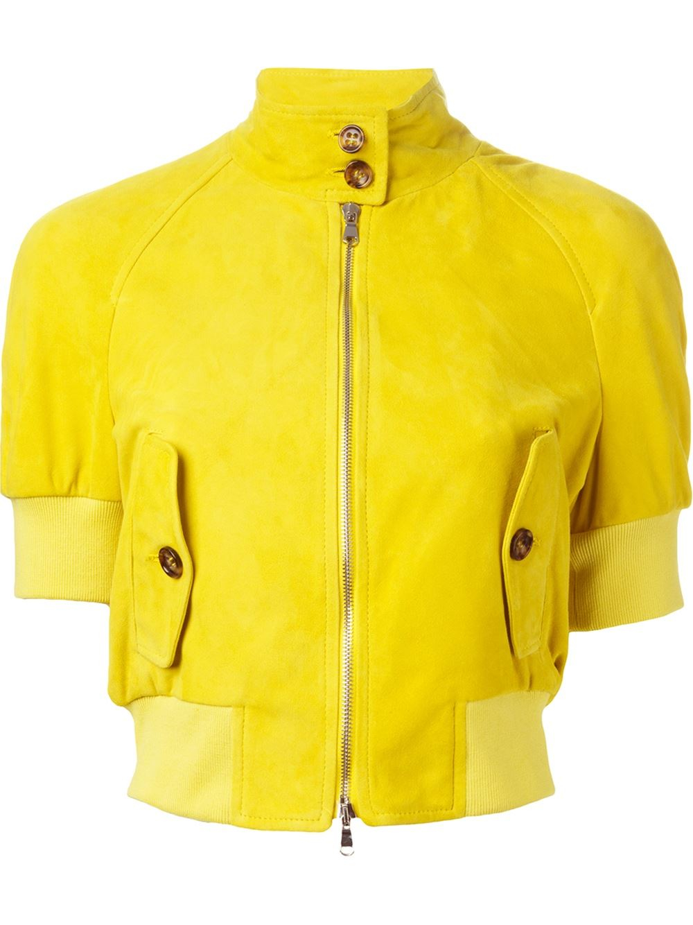 Red valentino Short Sleeve Cropped Jacket in Yellow (yellow & orange ...