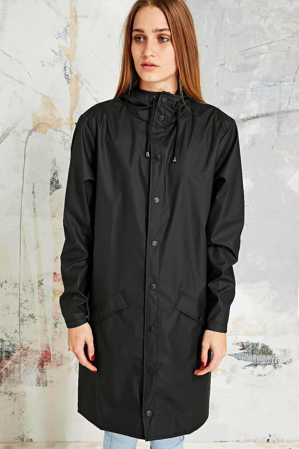 Rains Long Waterproof Jacket In Black for Men - Lyst