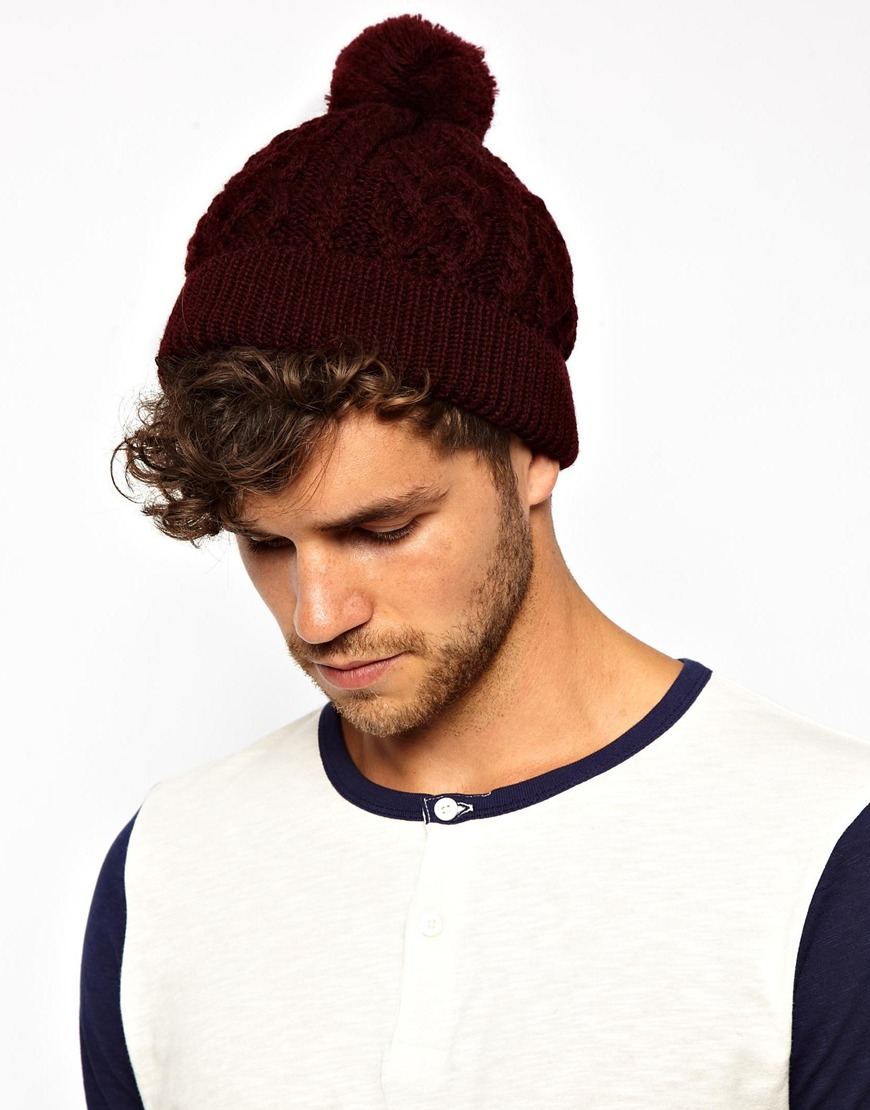 Lyst Asos Bobble Beanie in Purple for Men