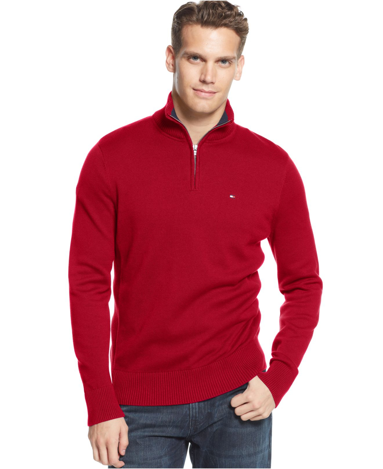 Lyst - Tommy Hilfiger Mclaughlan Half-Zip Sweater in Red for Men