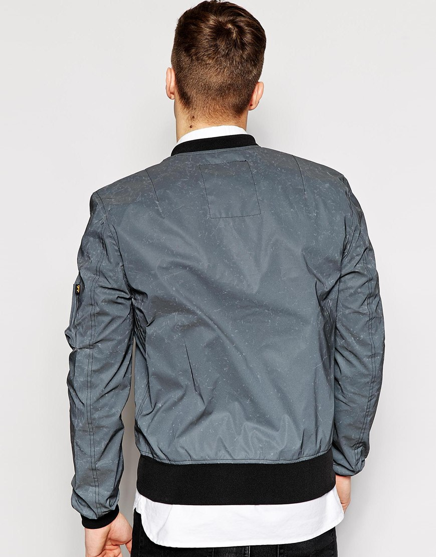 alpha industries reflective bomber jacket
