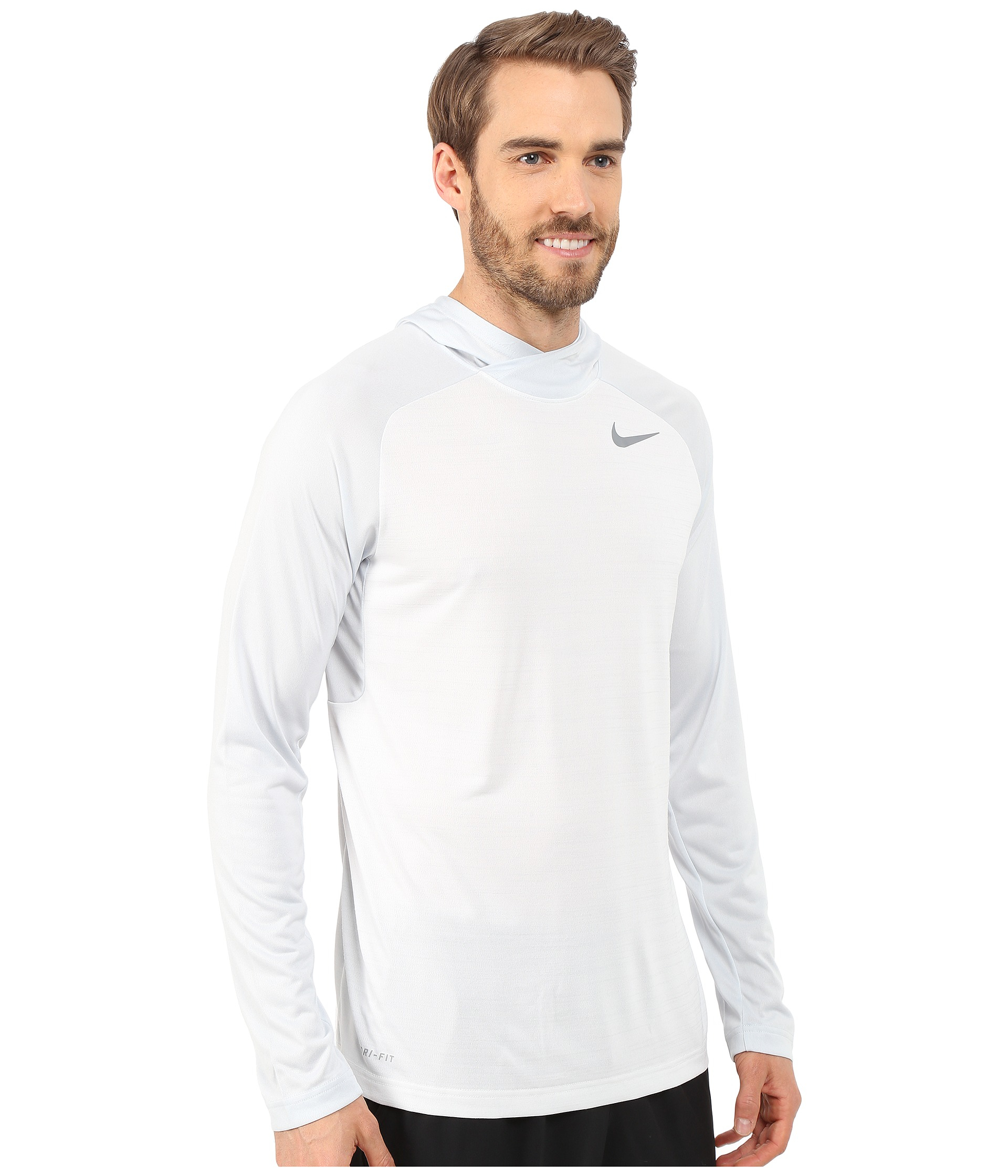 Nike Dri-fit™ Touch Long Sleeve Hoodie in White for Men | Lyst