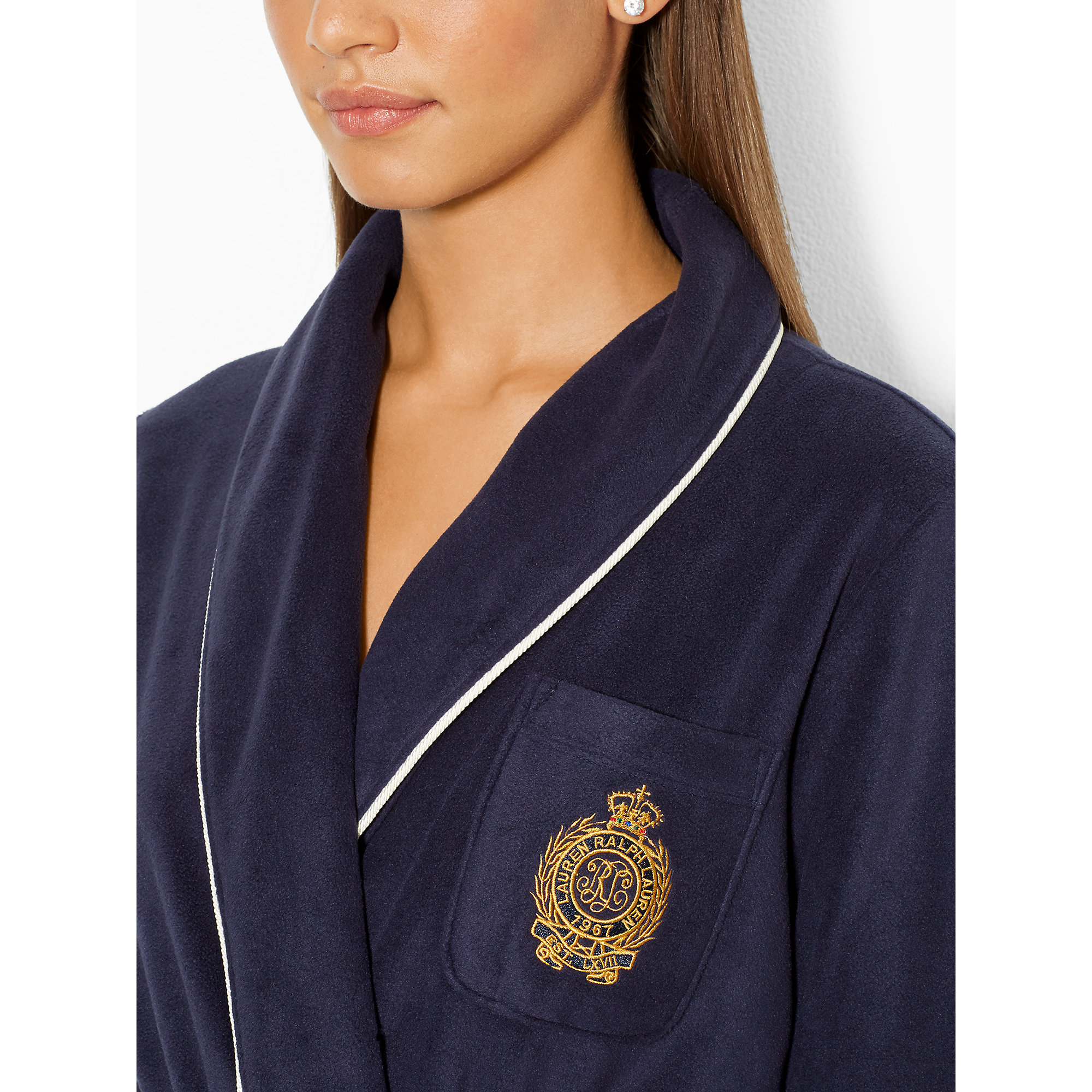 Lauren by ralph lauren Long Fleece Shawlcollar Robe in Blue Lyst