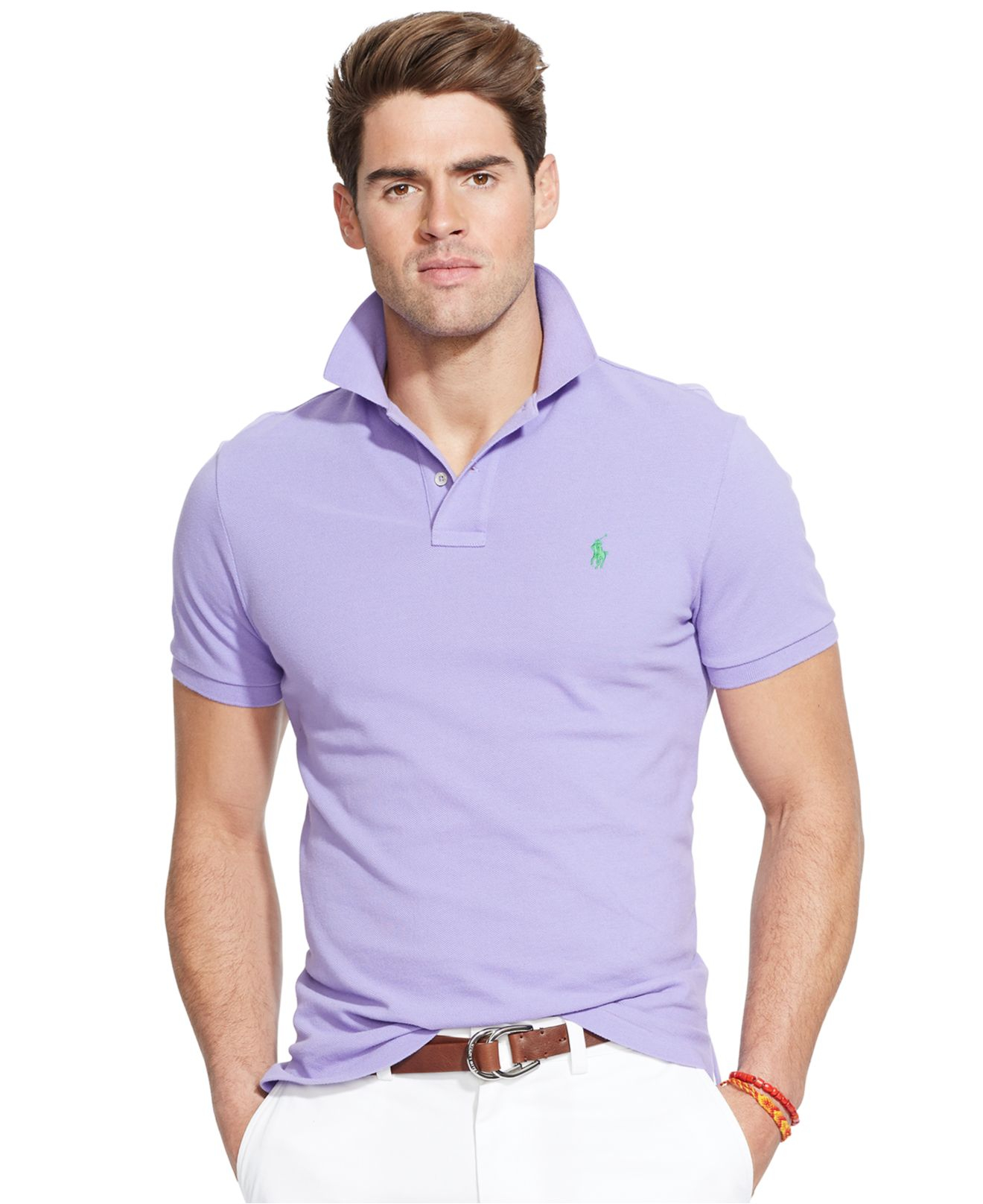 Polo Ralph Lauren Custom-Fit Mesh Polo Shirt in Purple for Men (Pure ...