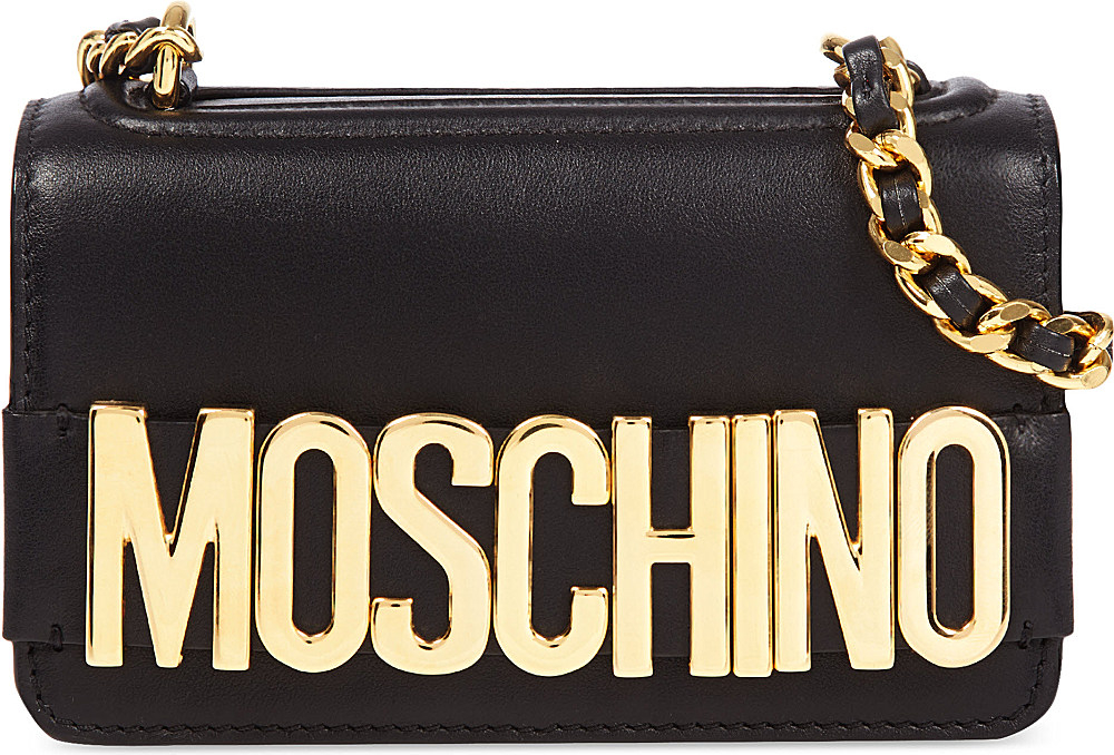 Moschino Logo Leather Small CrossBody Bag in Black Lyst