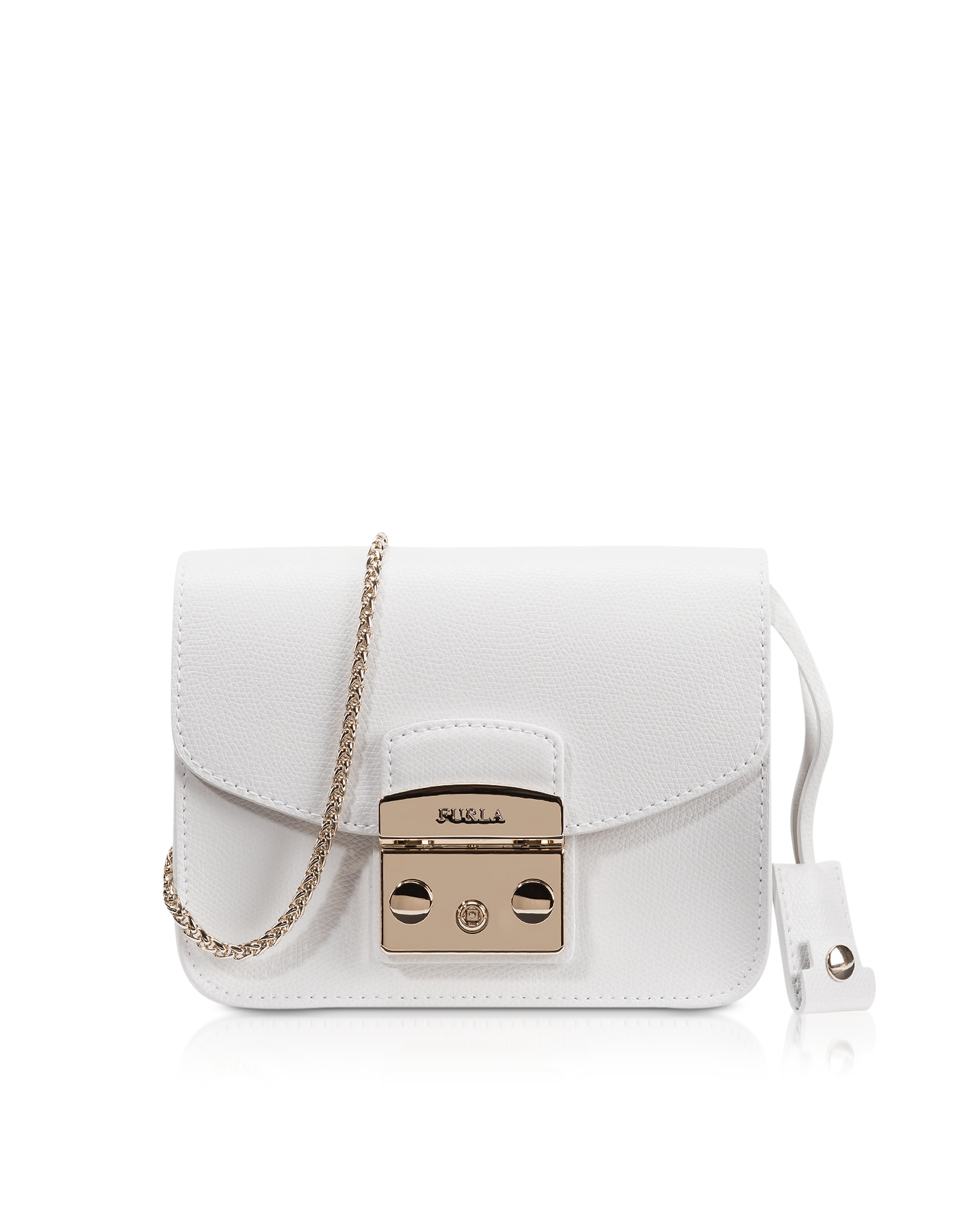 Lyst - Furla Metropolis Chalk Leather Mini Crossbody Bag in White