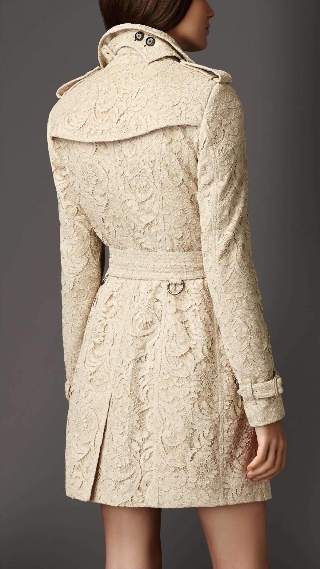 Burberry Mid-Length Cotton Lace Trench Coat in Natural | Lyst