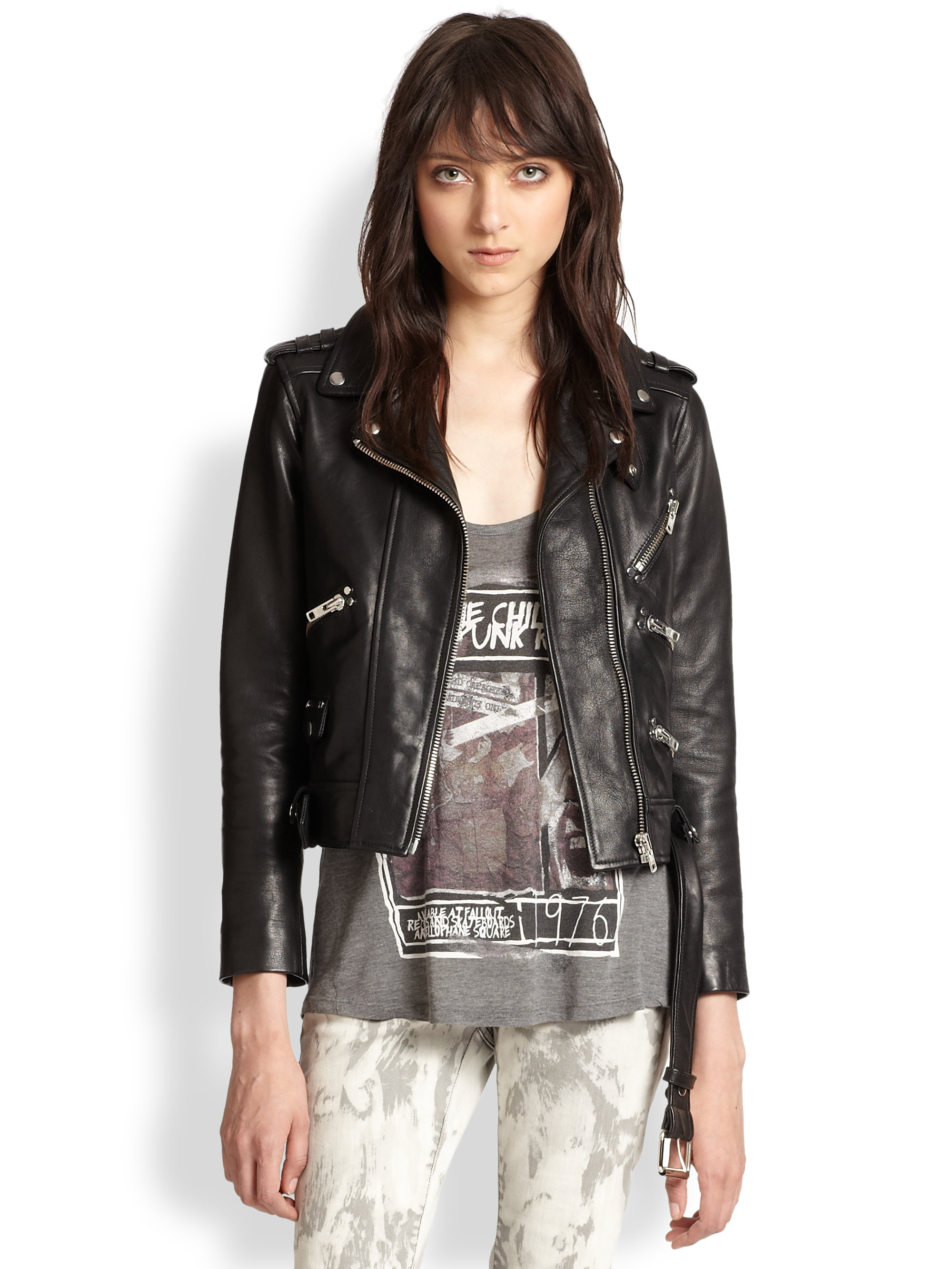 The Kooples Leather Motorcycle Jacket In Black Lyst