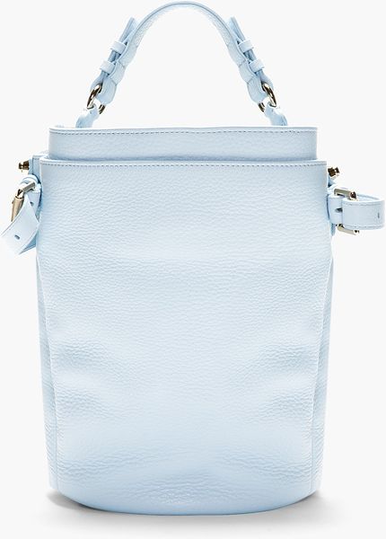 Alexander Wang Baby Blue Leather and Gold Studded Diego Bucket Bag in ...