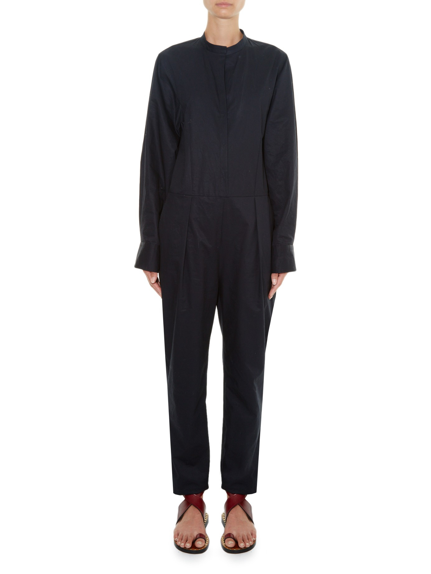 Isabel Marant Nuk Long-sleeved Poplin Jumpsuit in Black | Lyst