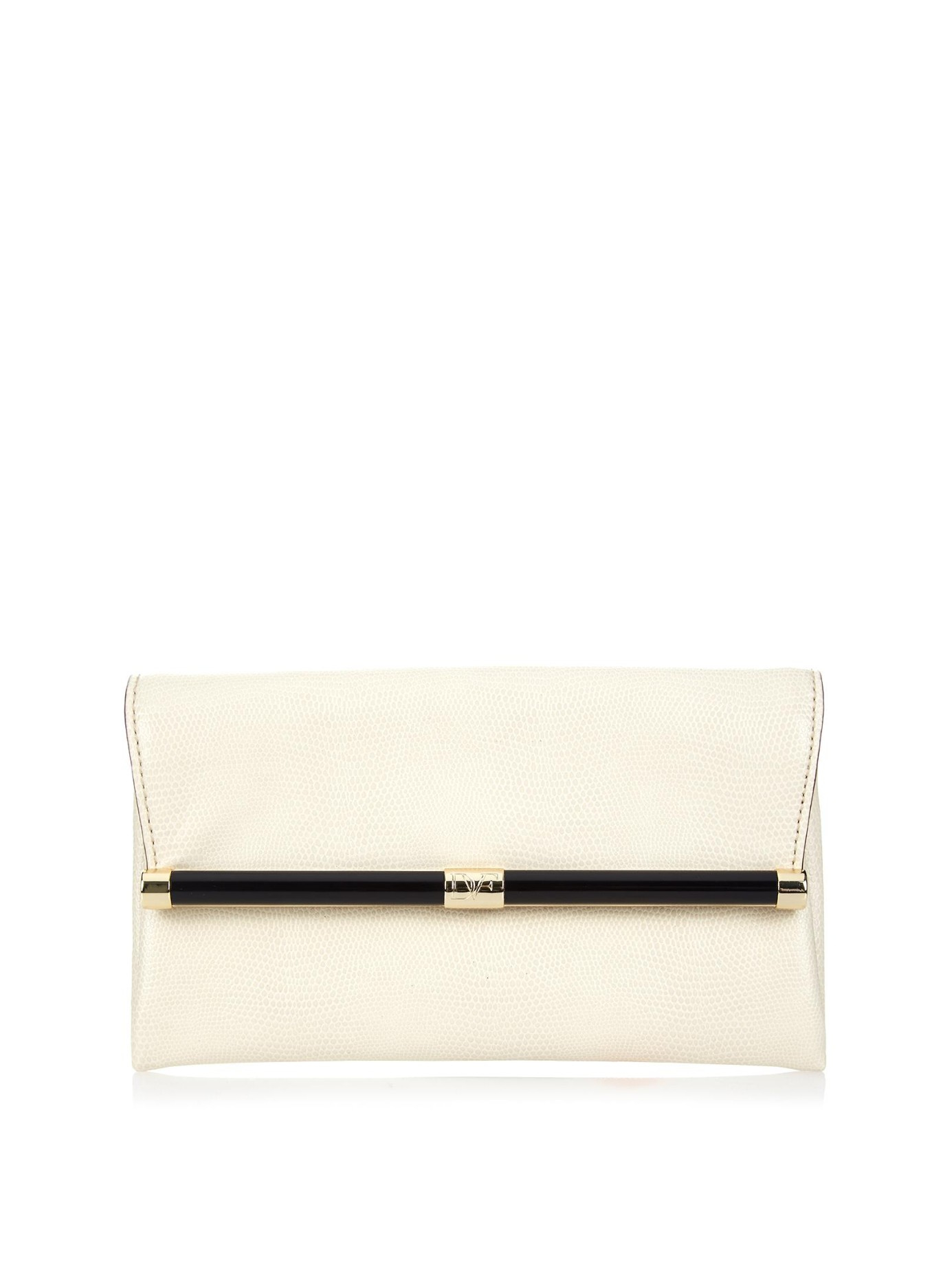 Diane von Furstenberg Leather 440 Envelope Clutch in Cream (Natural) - Lyst