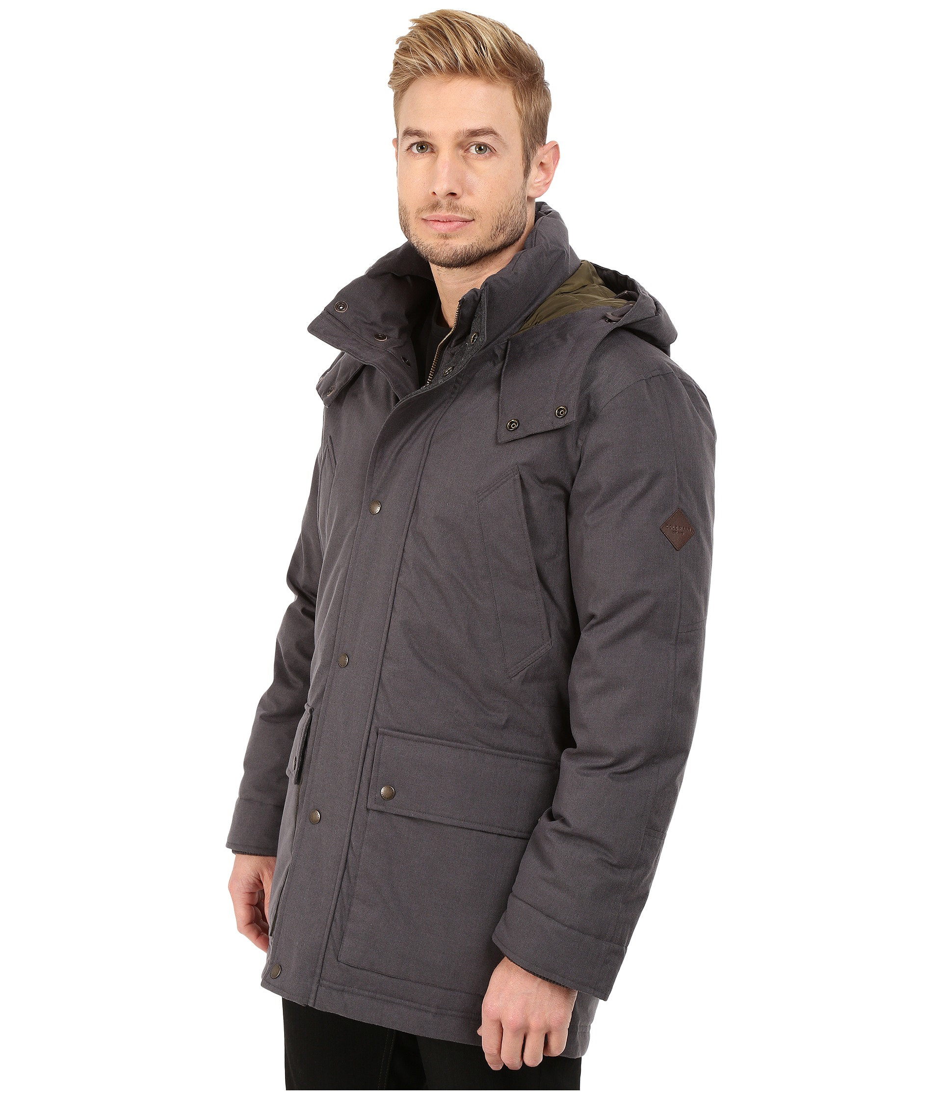 cole haan brushed flannel down parka