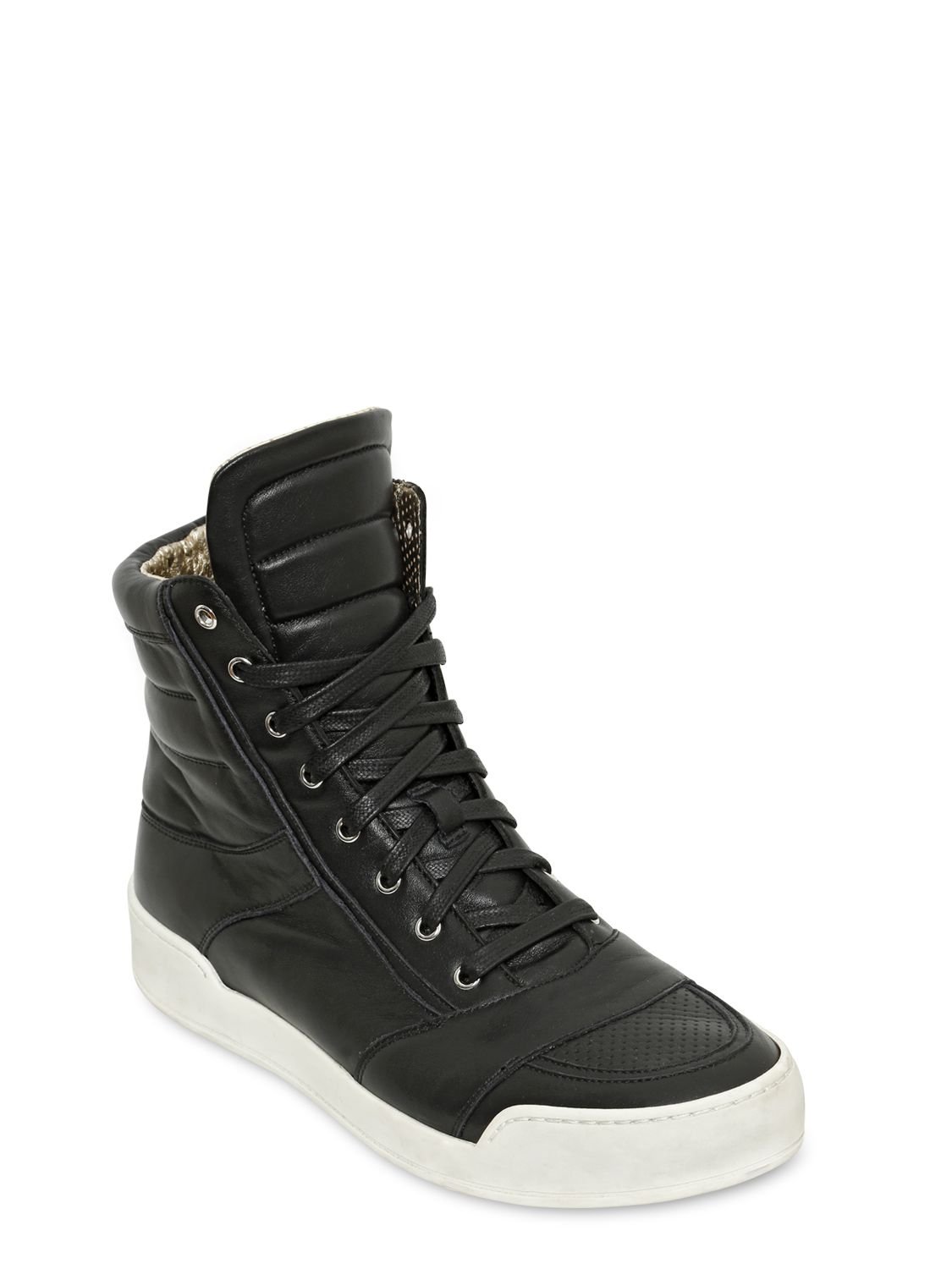 Balmain Leather High Top Sneakers in Black for Men | Lyst