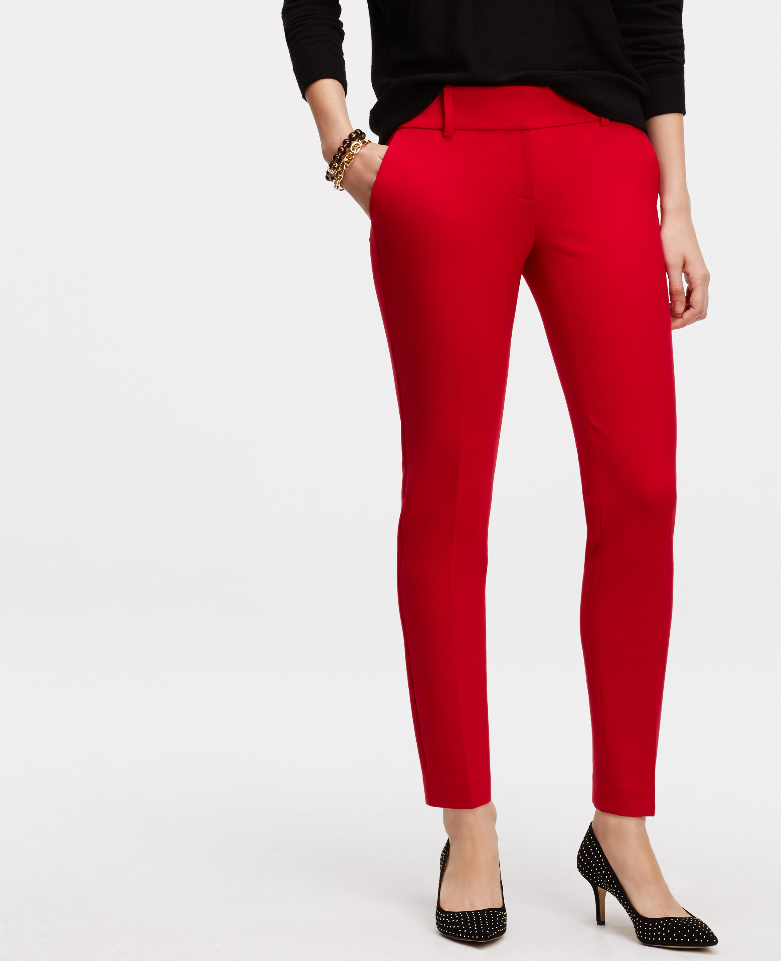 red ankle pants