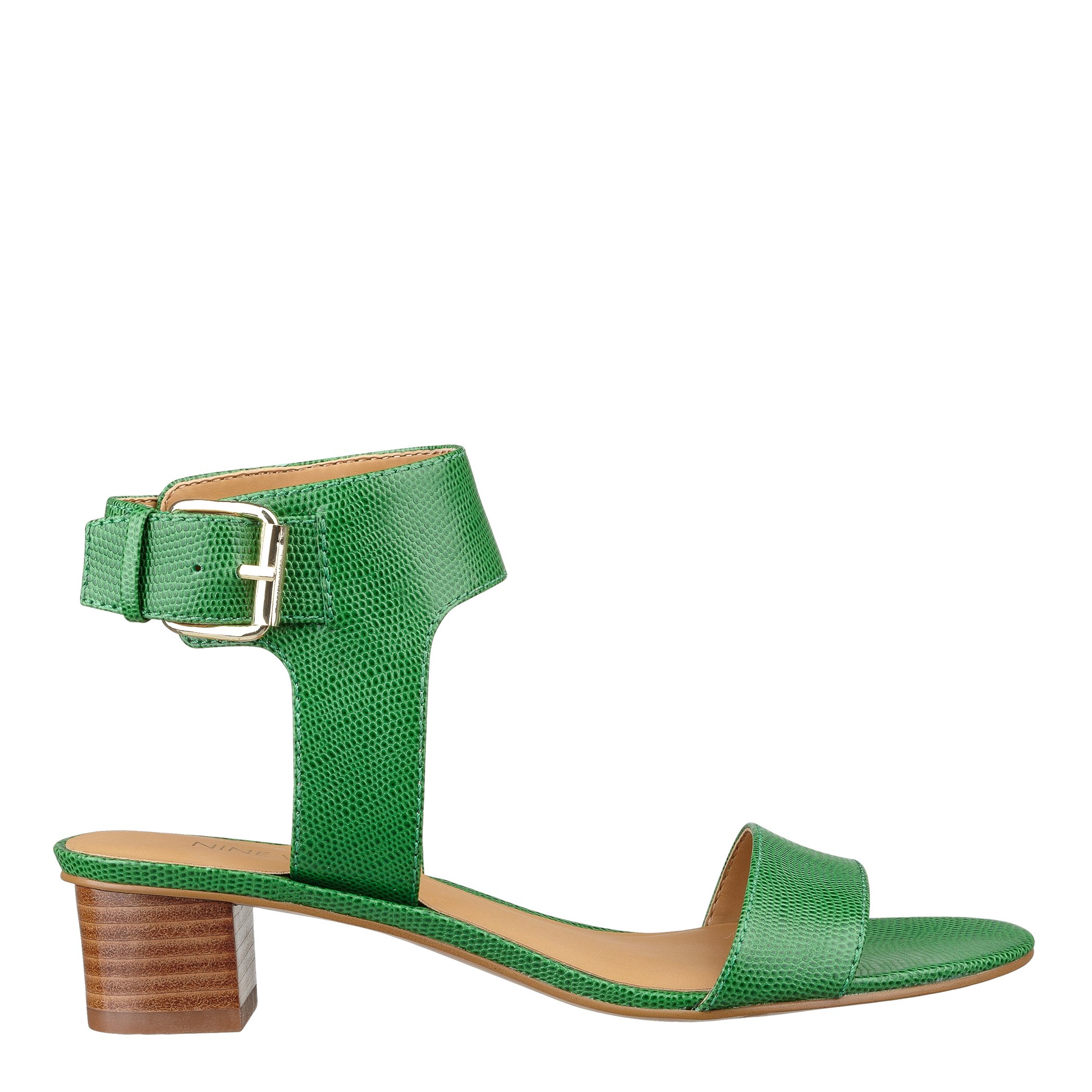 Nine West Tasha Open-toe Ankle-strap Sandals Sandal in Green Leather