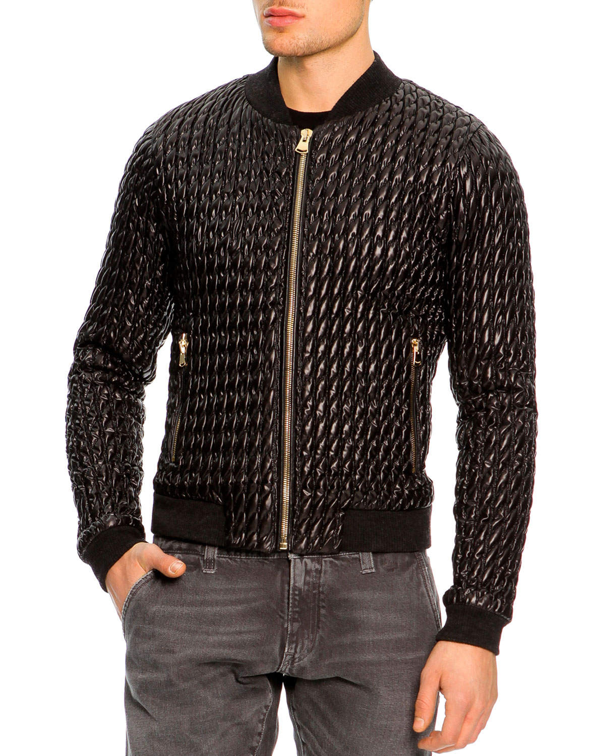 Lyst - Dolce & gabbana Quilted Bomber Jacket in Black for Men